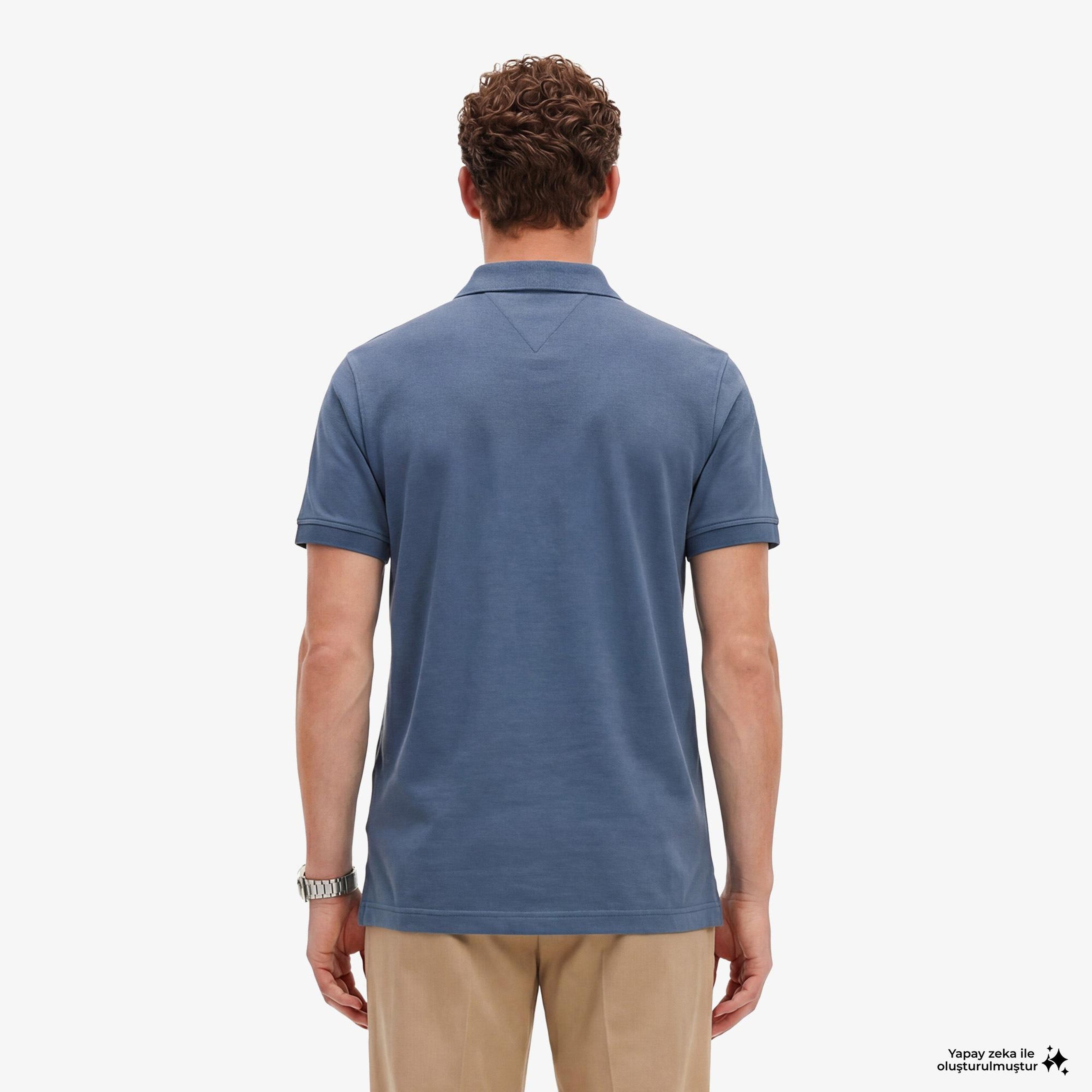 Tommy Hilfiger Elevated Essentials Erkek Mavi Polo Yaka T-Shirt