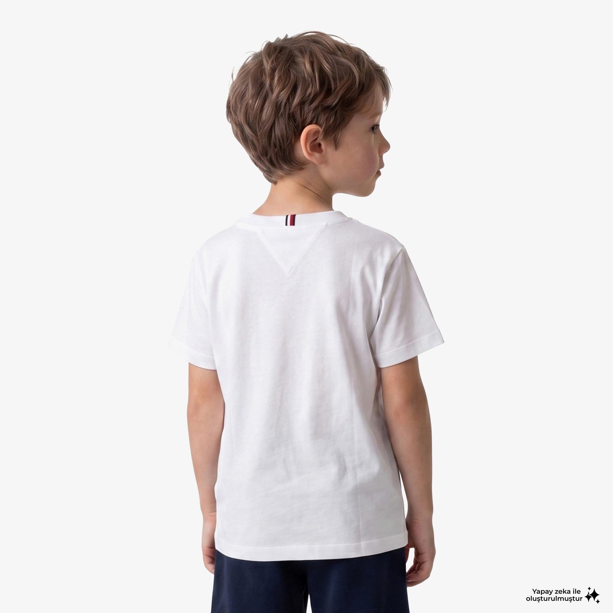Tommy Hilfiger Essentials Çocuk Beyaz Crop T-Shirt