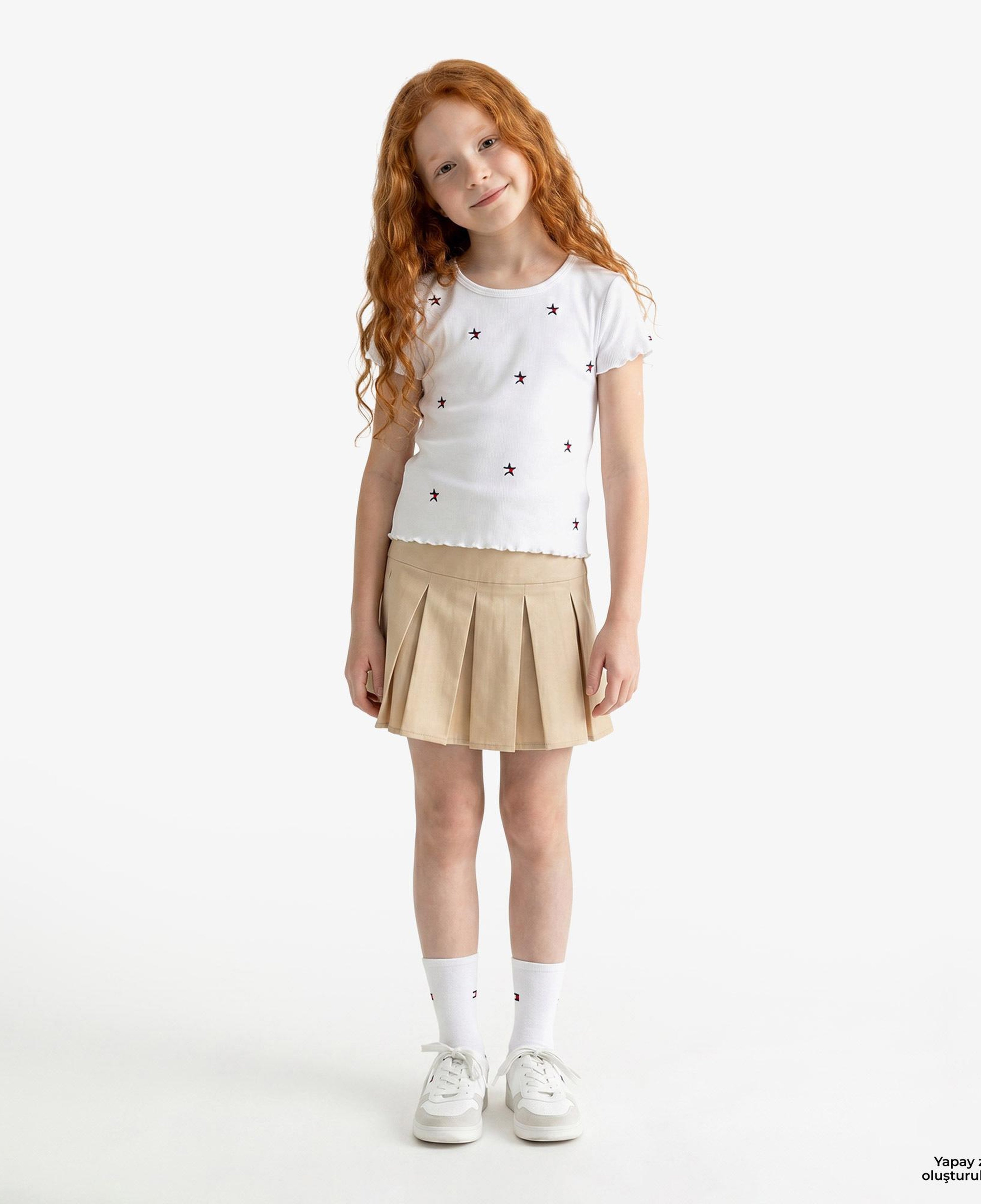 Tommy Hilfiger Star Çocuk Beyaz Crop T-Shirt