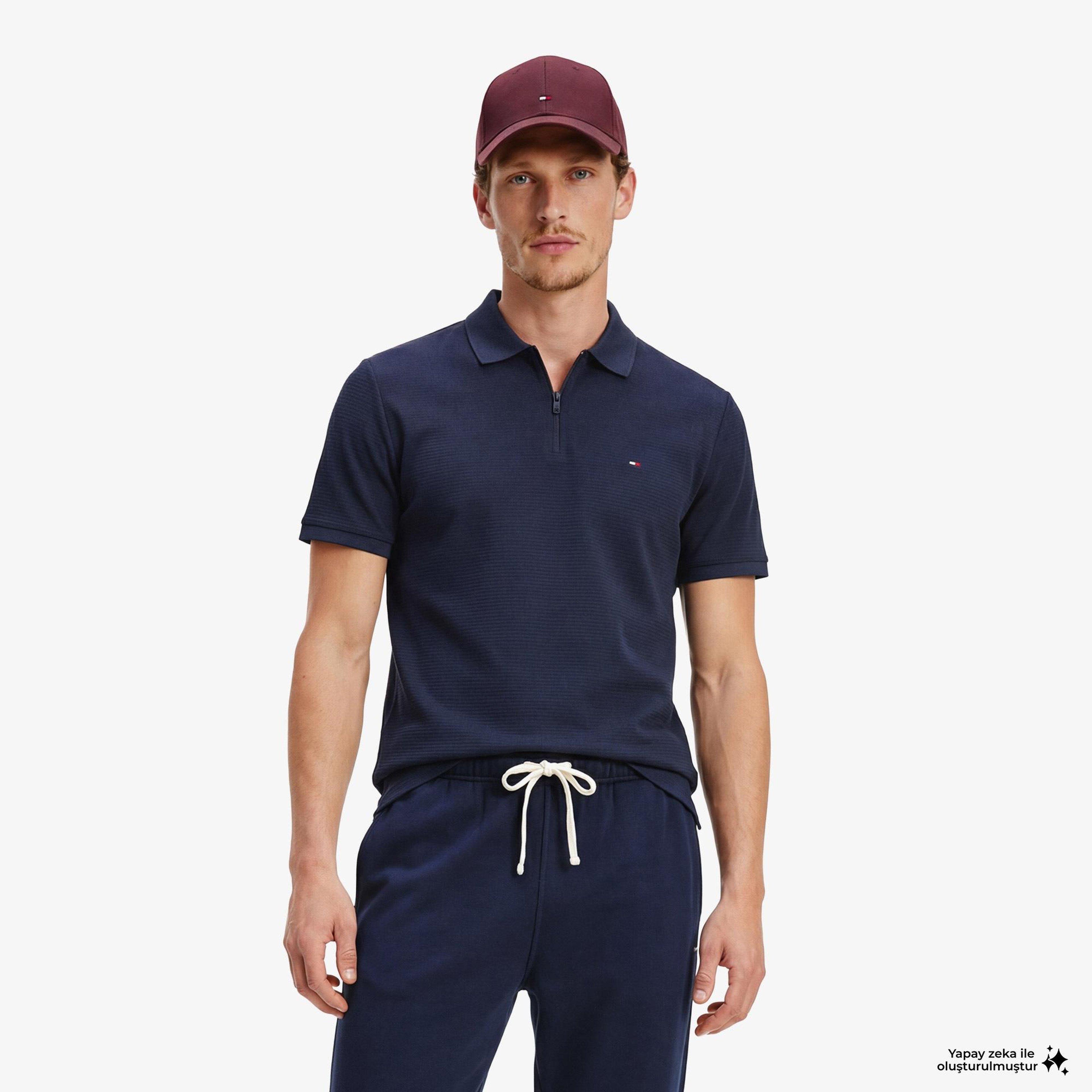 Tommy Hilfiger Performance Erkek Lacivert Polo Yaka T-Shirt