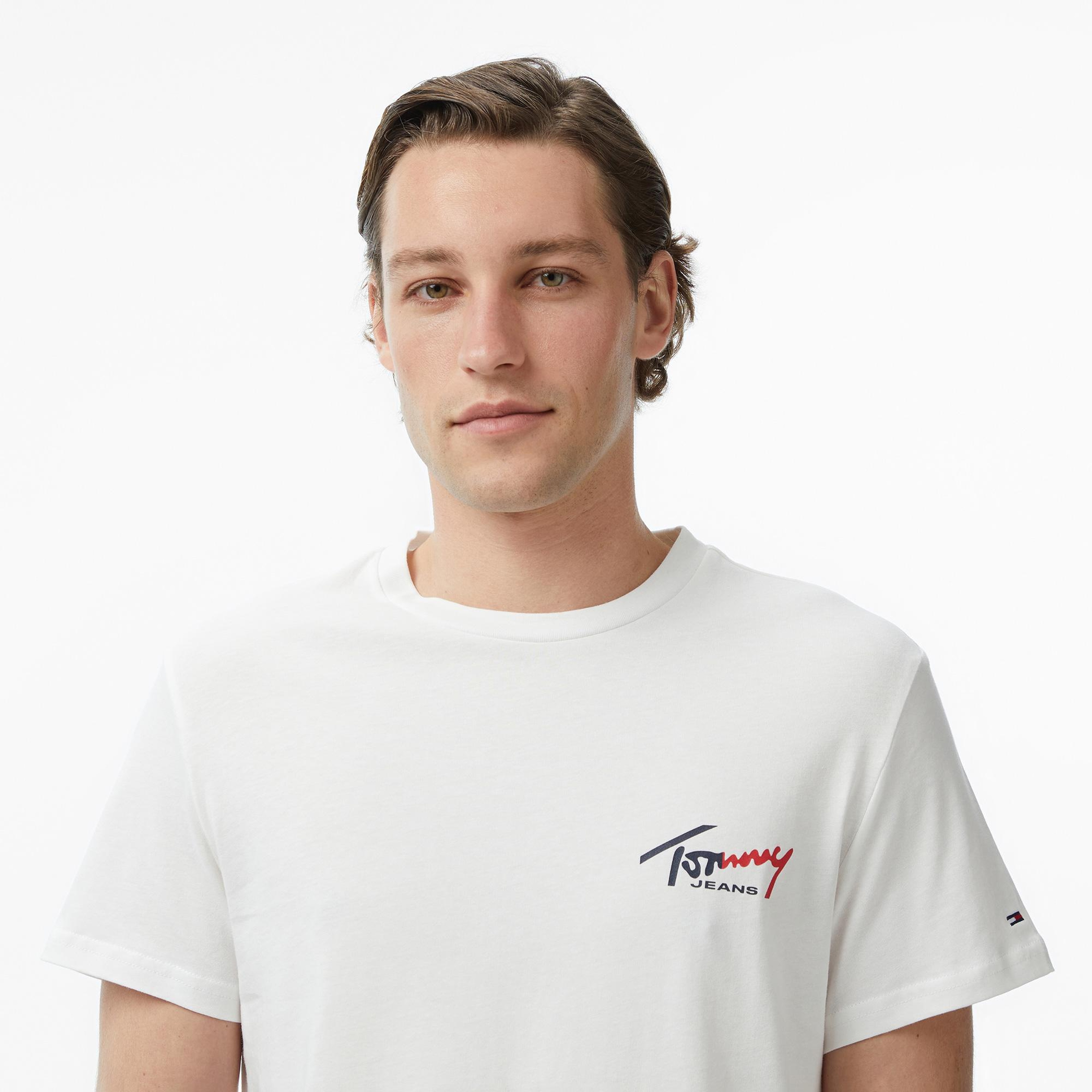 Tommy Hilfiger Signature Erkek Beyaz T-Shirt