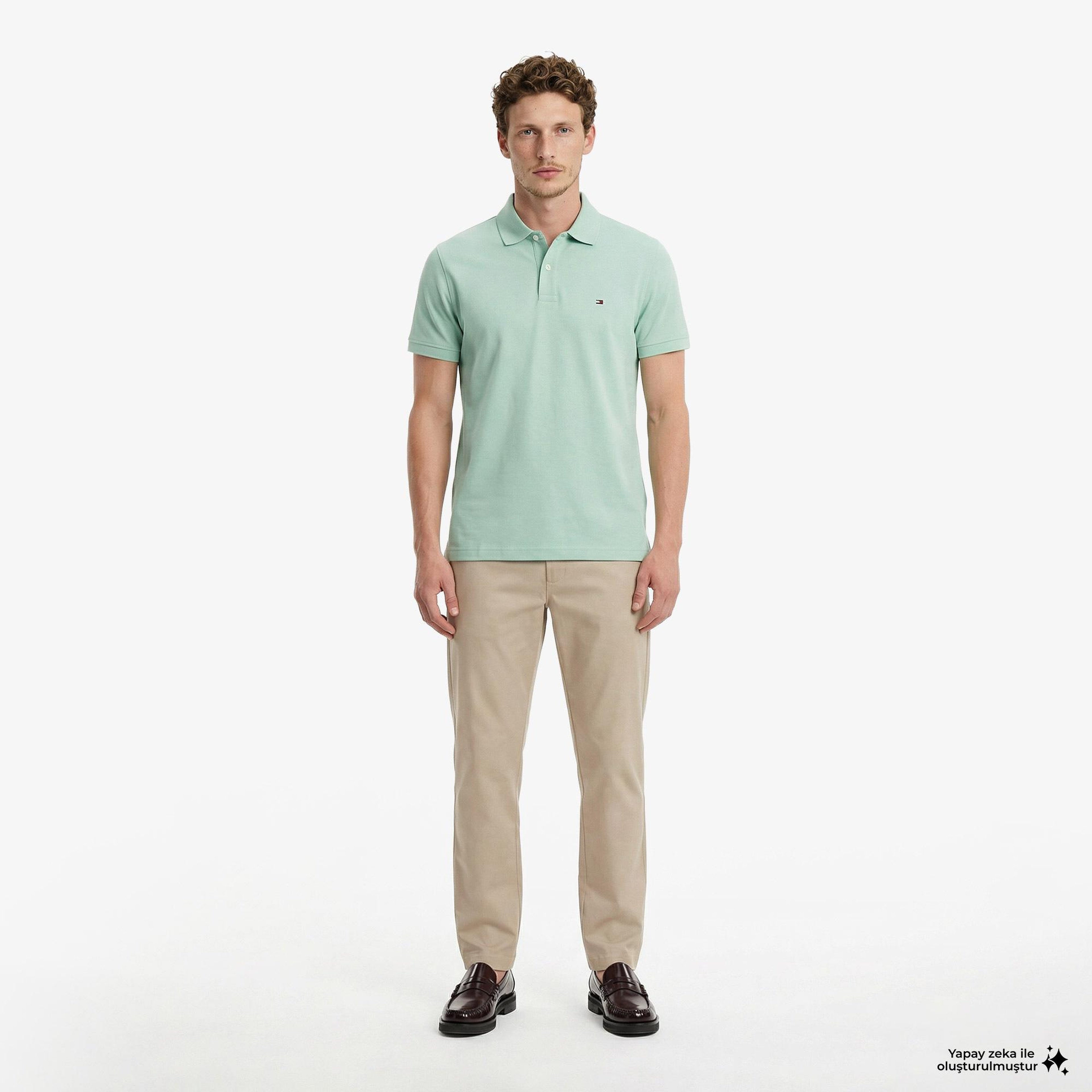 Tommy Hilfiger Core Essentials Erkek Yeşil Polo Yaka T-Shirt