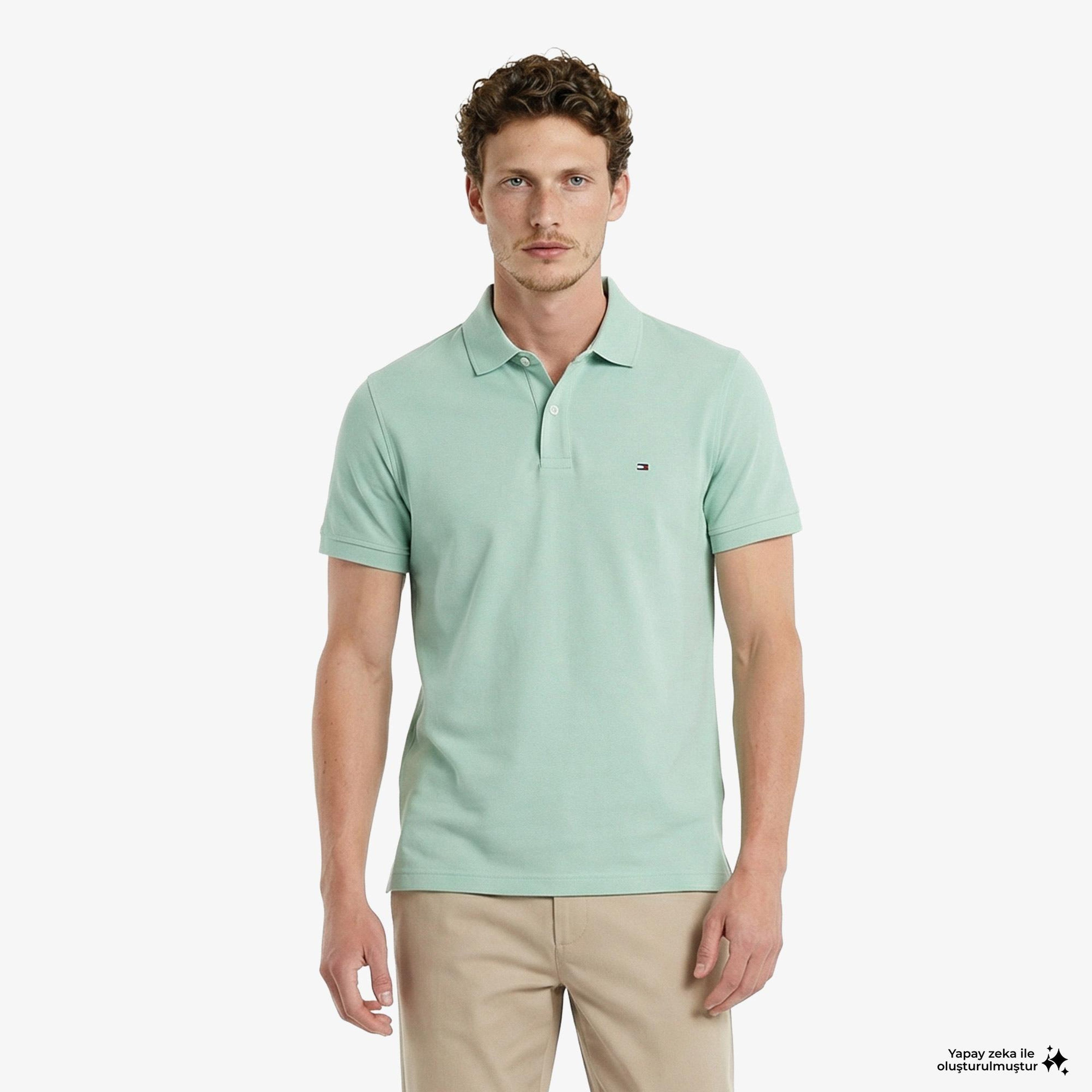 Tommy Hilfiger Core Essentials Erkek Yeşil Polo Yaka T-Shirt