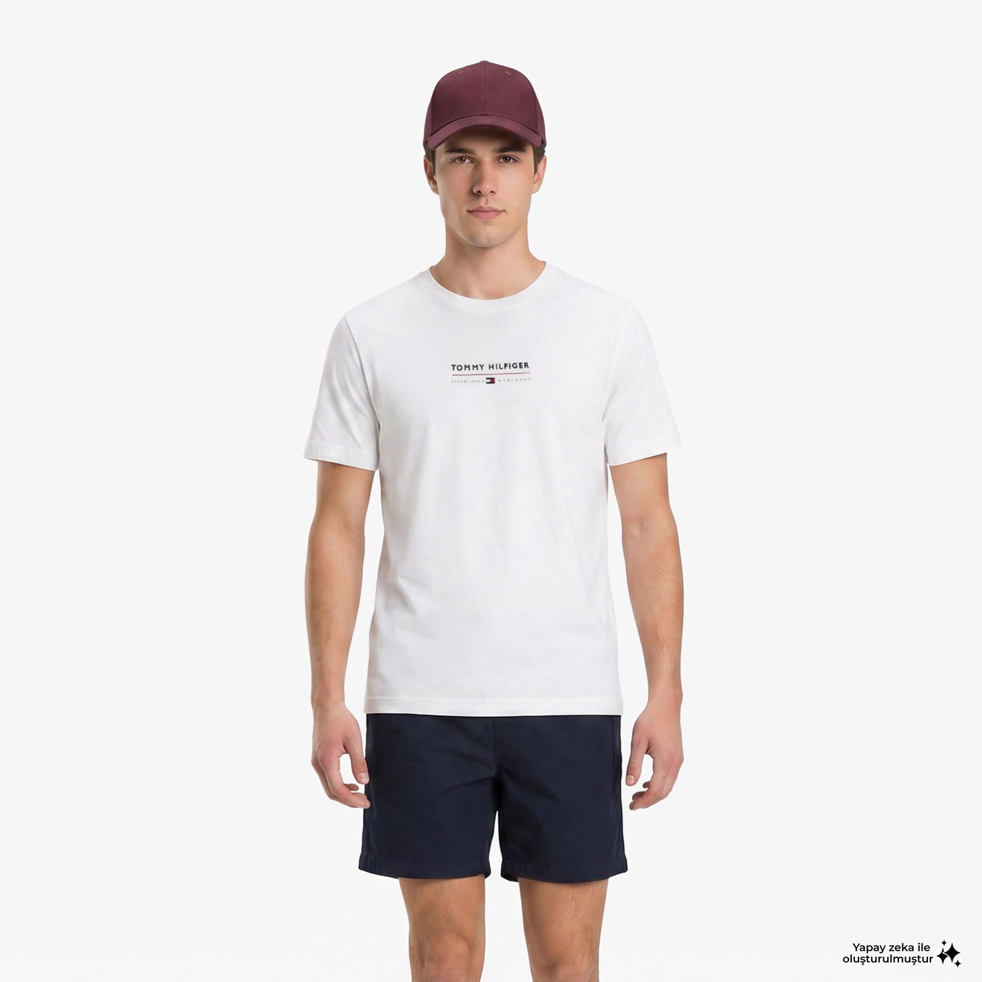 Tommy Hilfiger Brand Love Erkek Beyaz T-Shirt