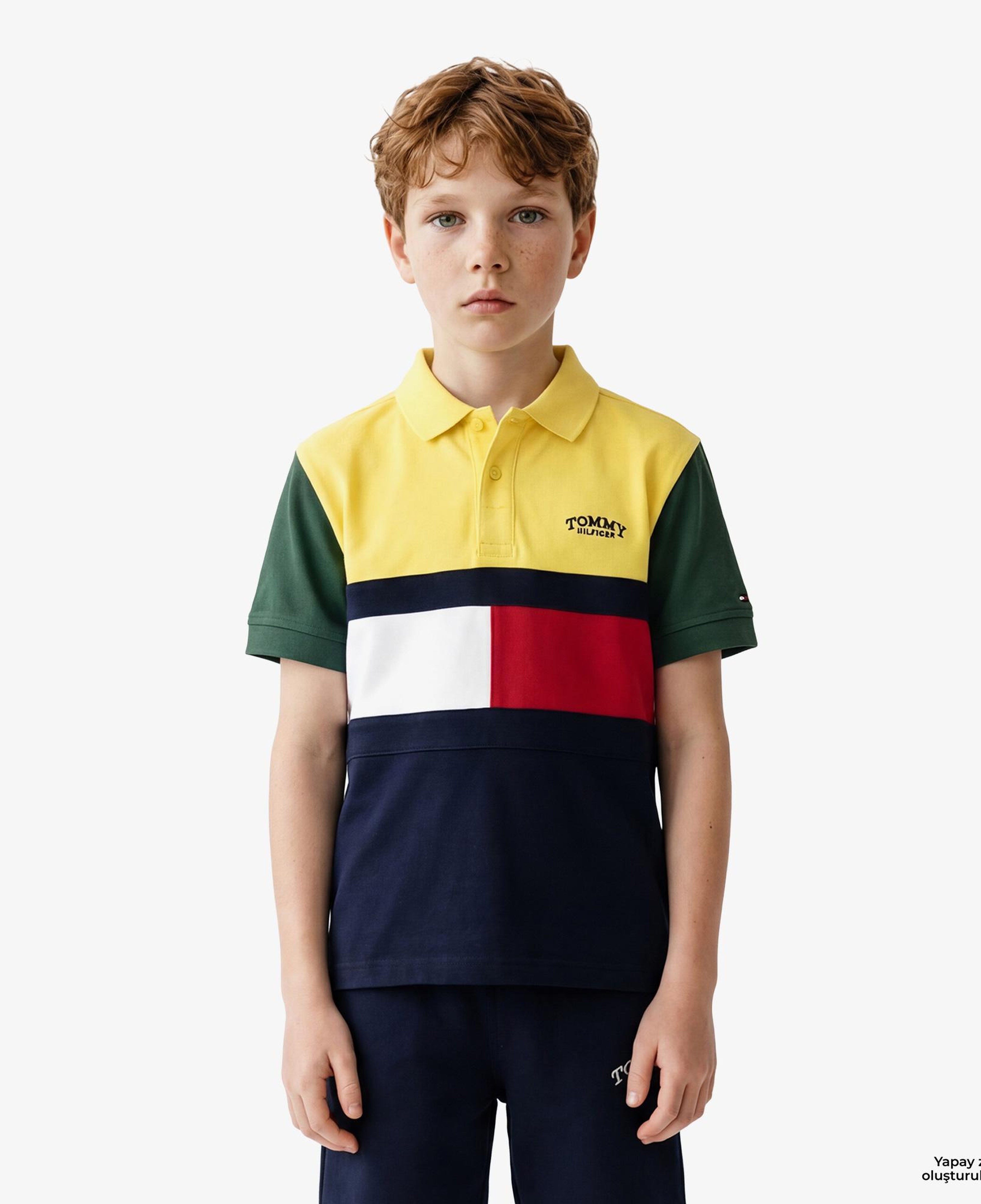 Tommy Hilfiger Flag Çocuk Sarı Polo Yaka T-Shirt