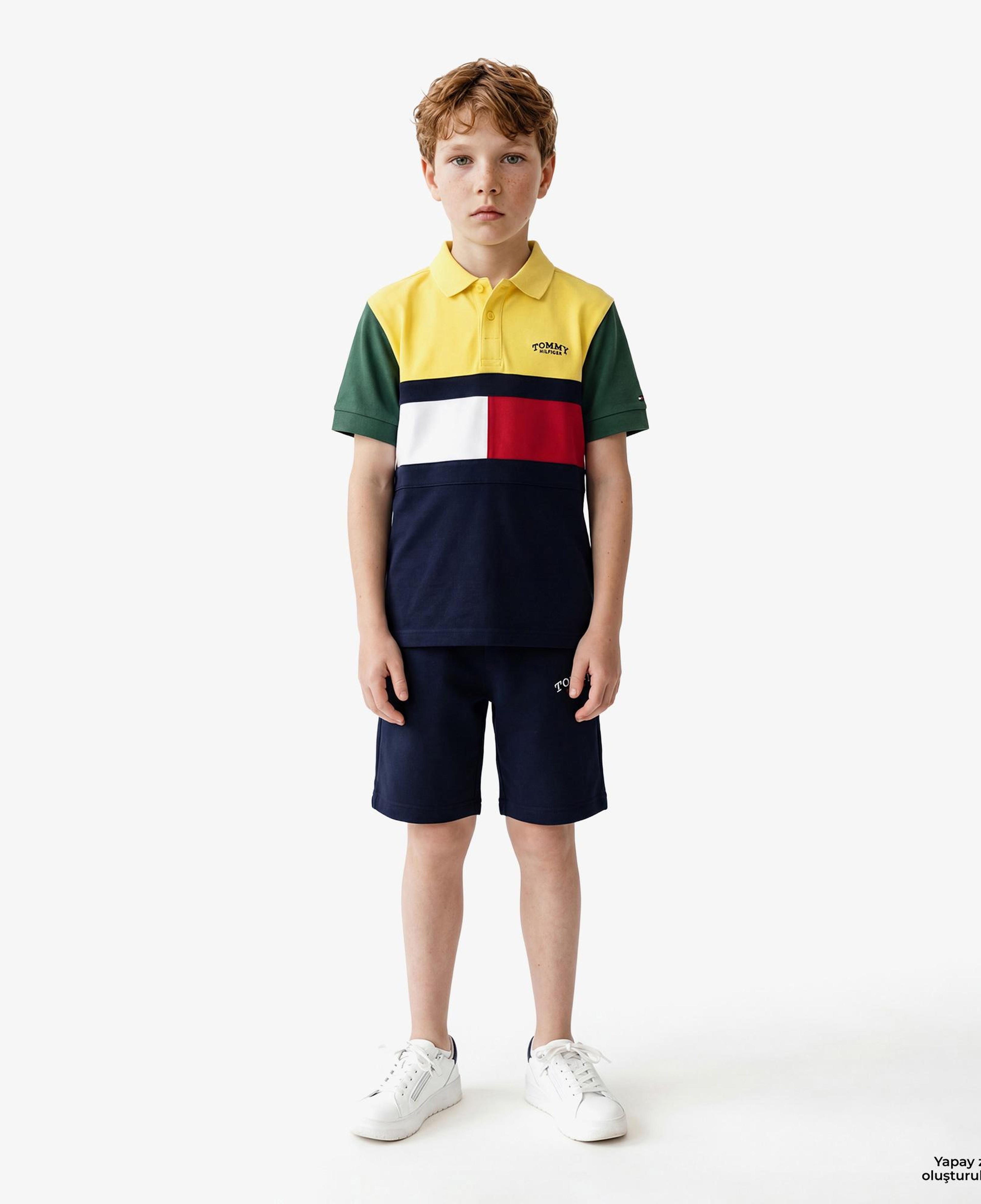 Tommy Hilfiger Flag Çocuk Sarı Polo Yaka T-Shirt