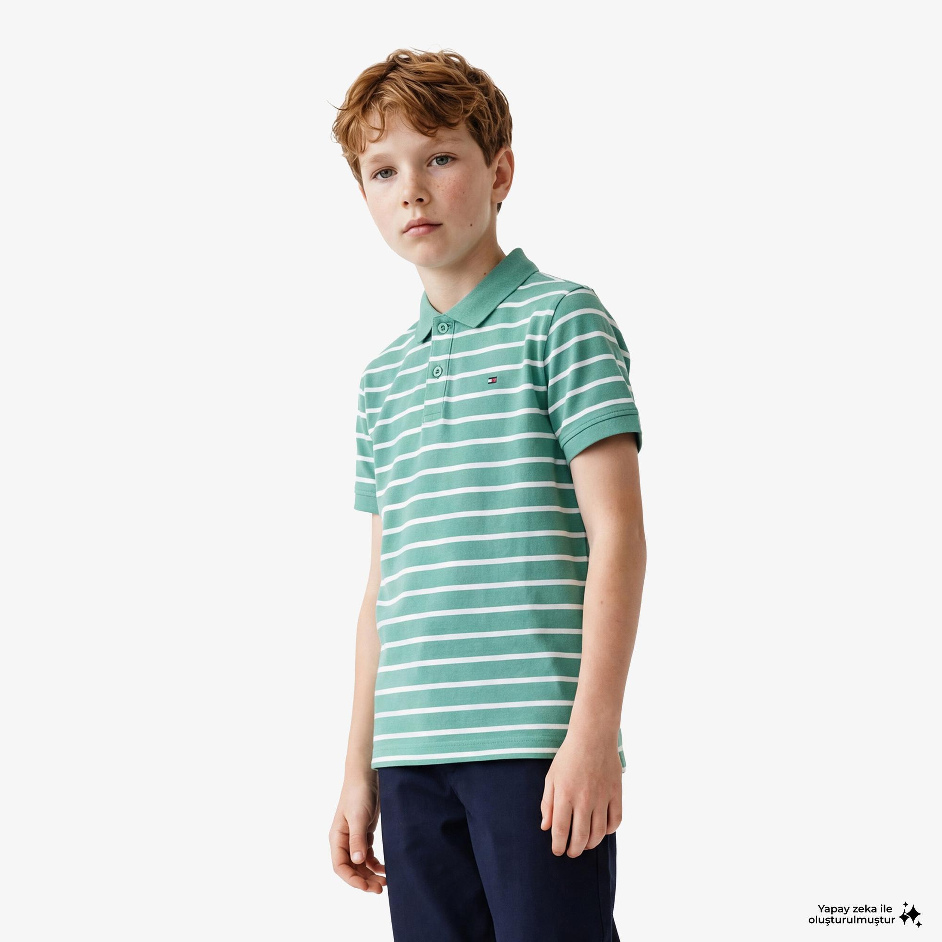 Tommy Hilfiger Essentials Çocuk Yeşil Polo Yaka T-Shirt
