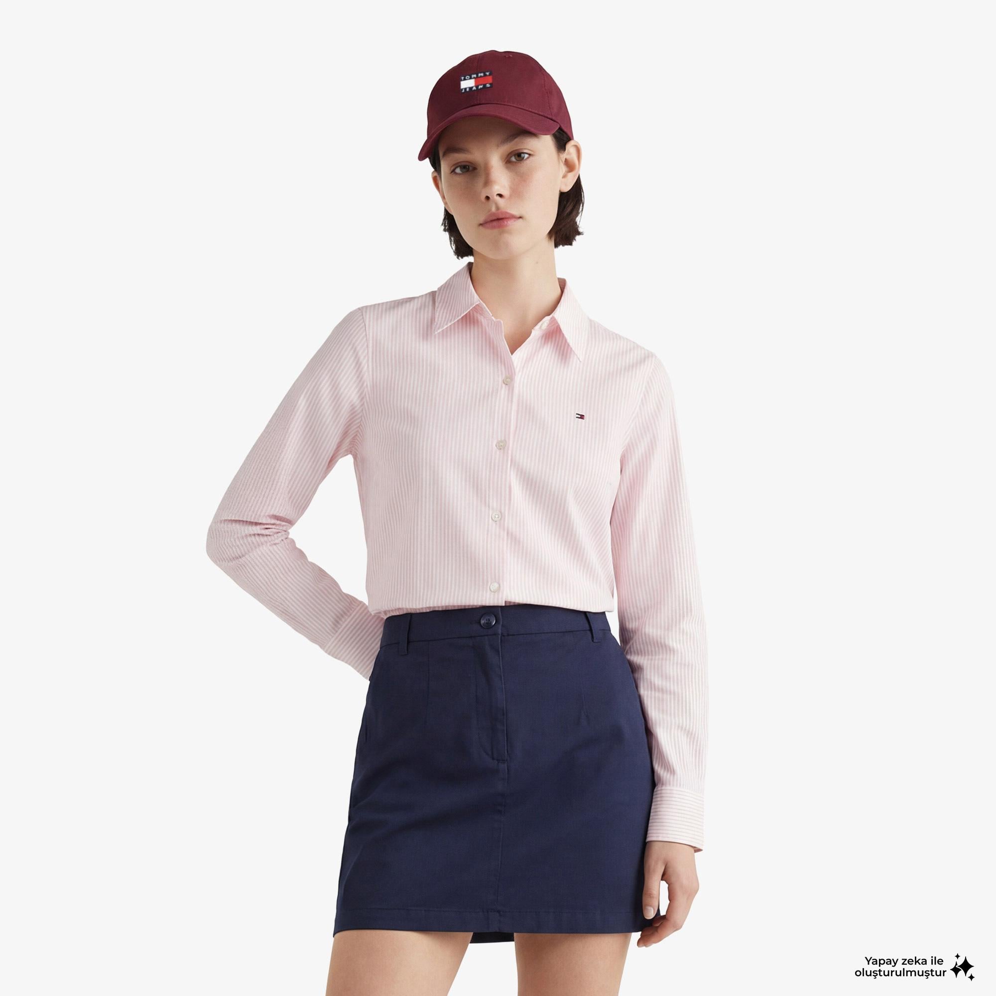 Tommy Hilfiger Essentials Poplin Kadın Pembe Gömlek