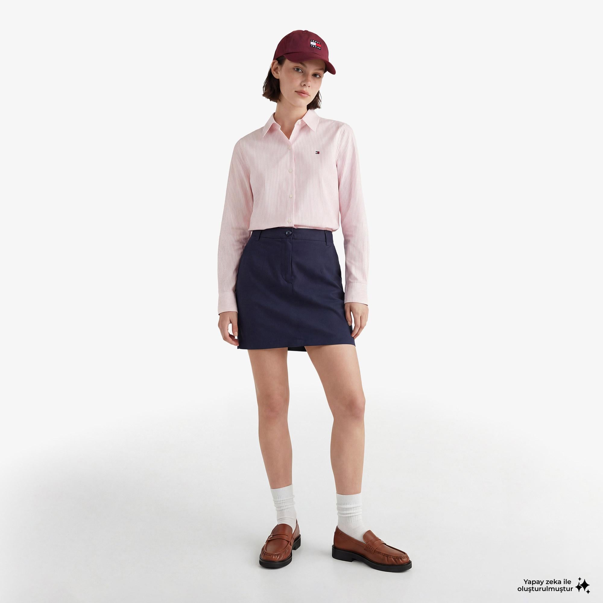 Tommy Hilfiger Essentials Poplin Kadın Pembe Gömlek