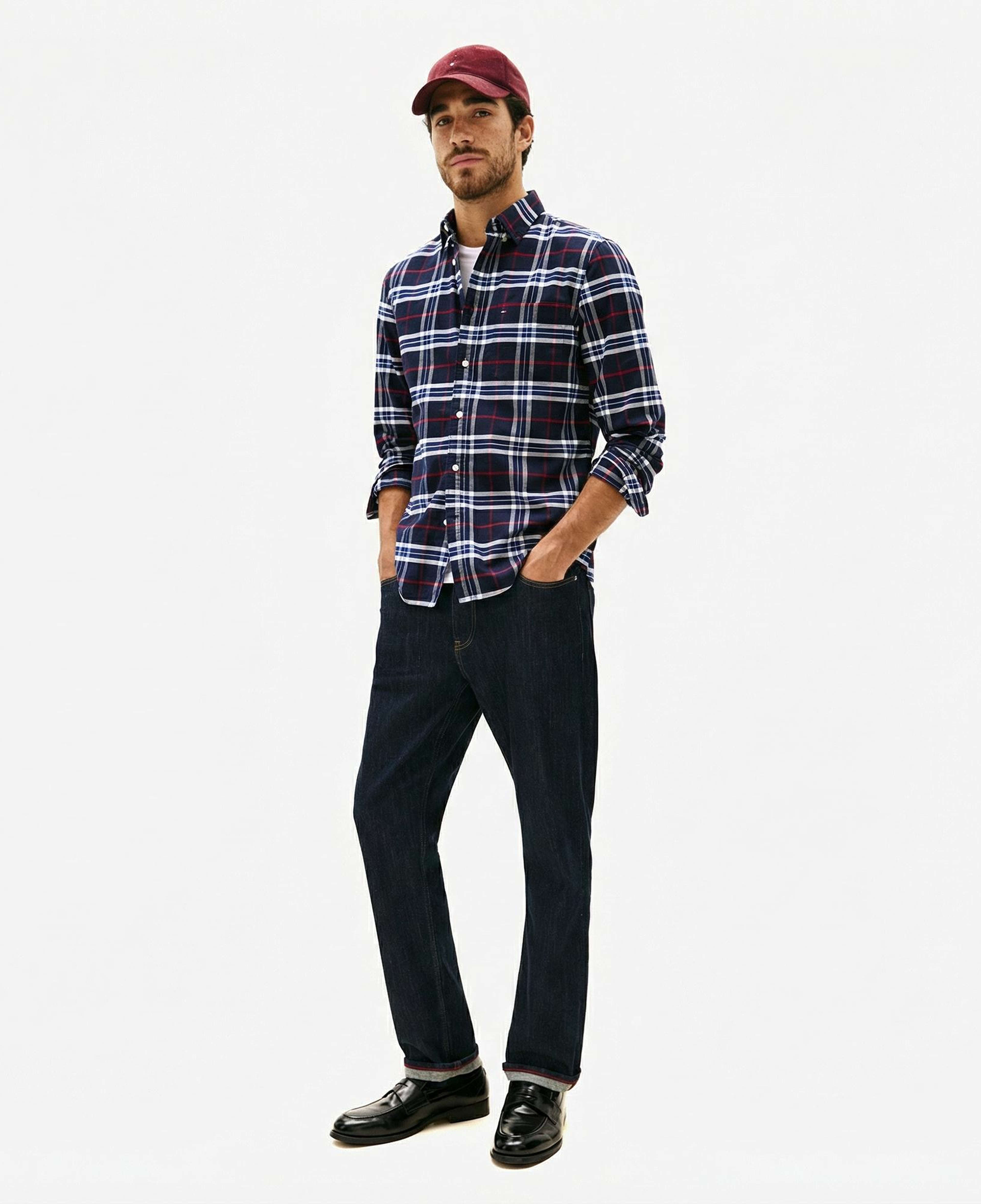 Tommy Hilfiger Brushed Oxford Erkek Mavi Gömlek