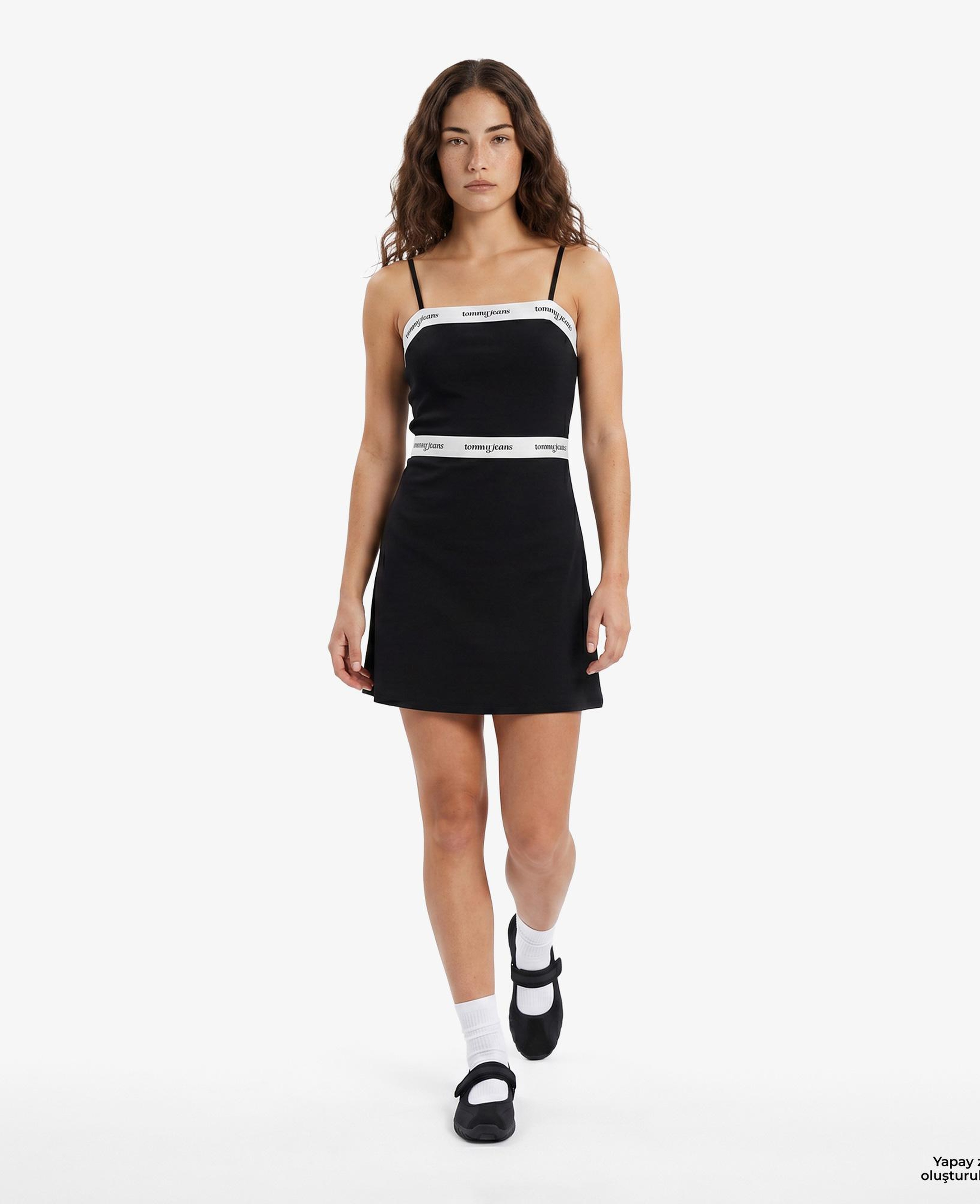 Tommy Hilfiger Logo Tape Kadın Siyah Elbise