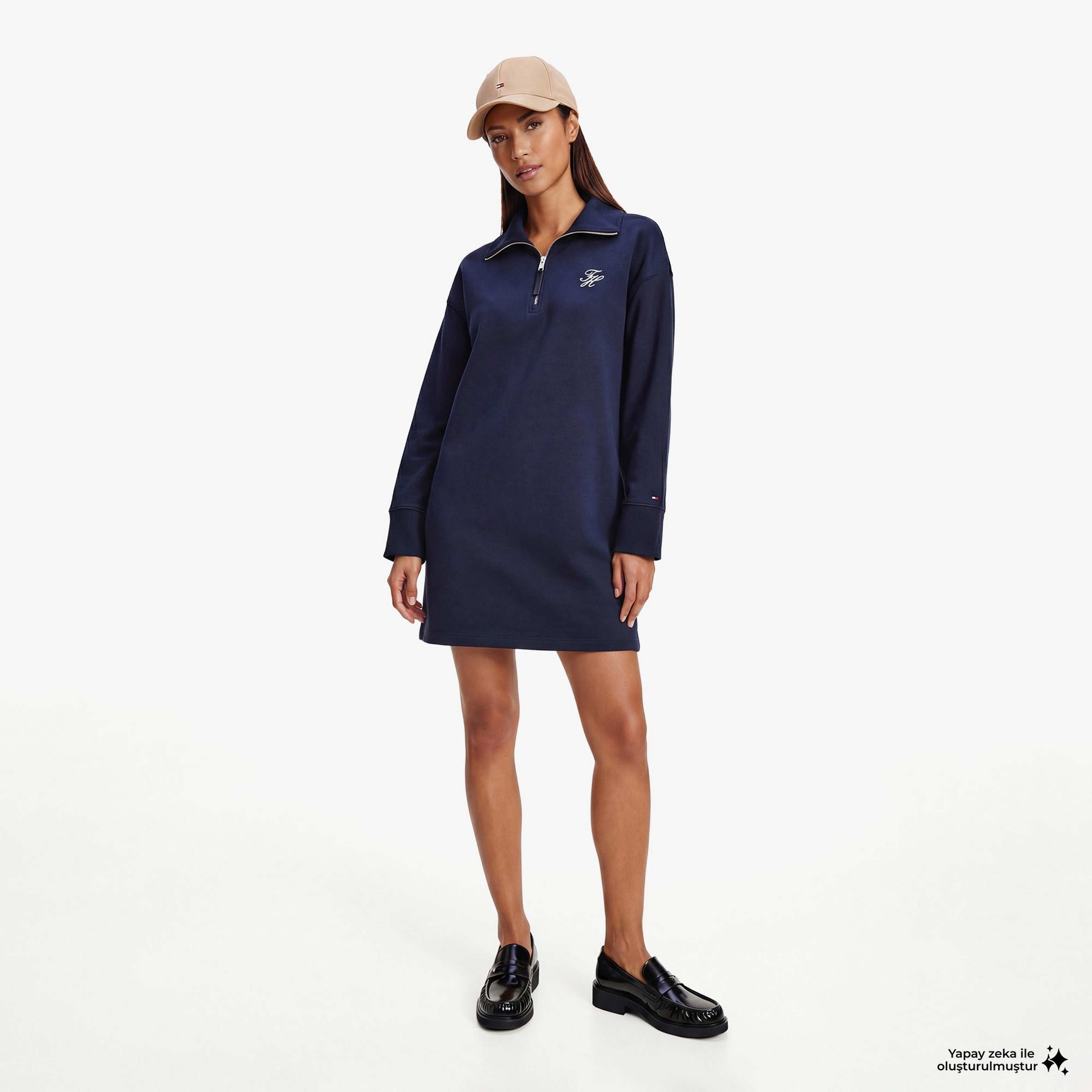 Tommy Hilfiger Script Kadın Lacivert Elbise