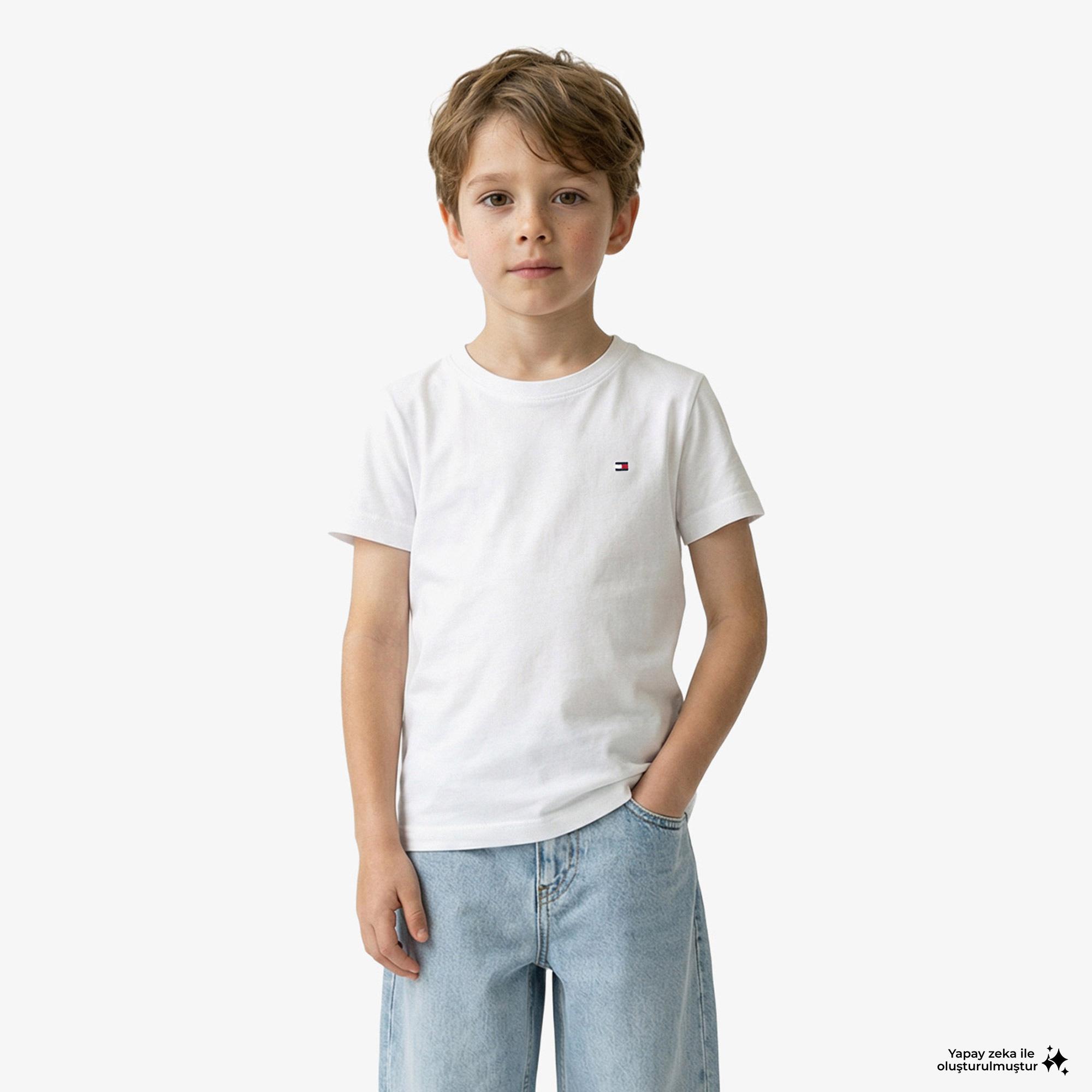 Tommy Hilfiger Signature Ess Çocuk Beyaz T-Shirt