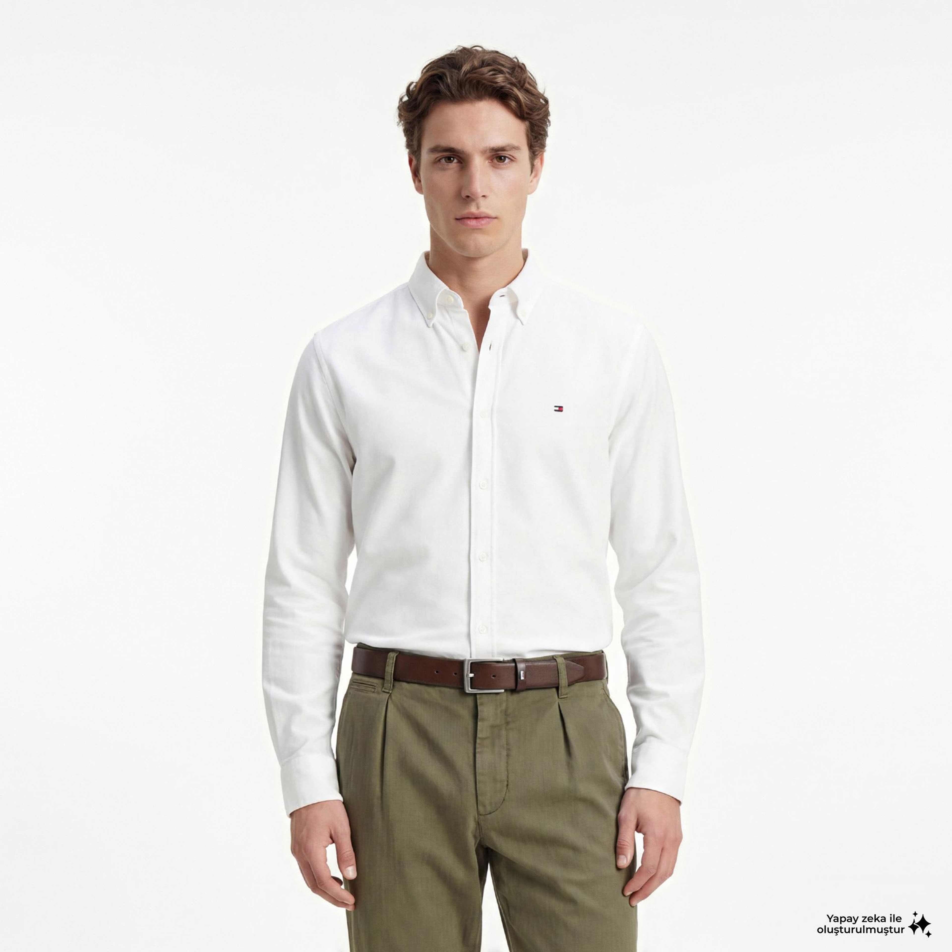 Tommy Hilfiger Core Essentials Erkek Beyaz Gömlek