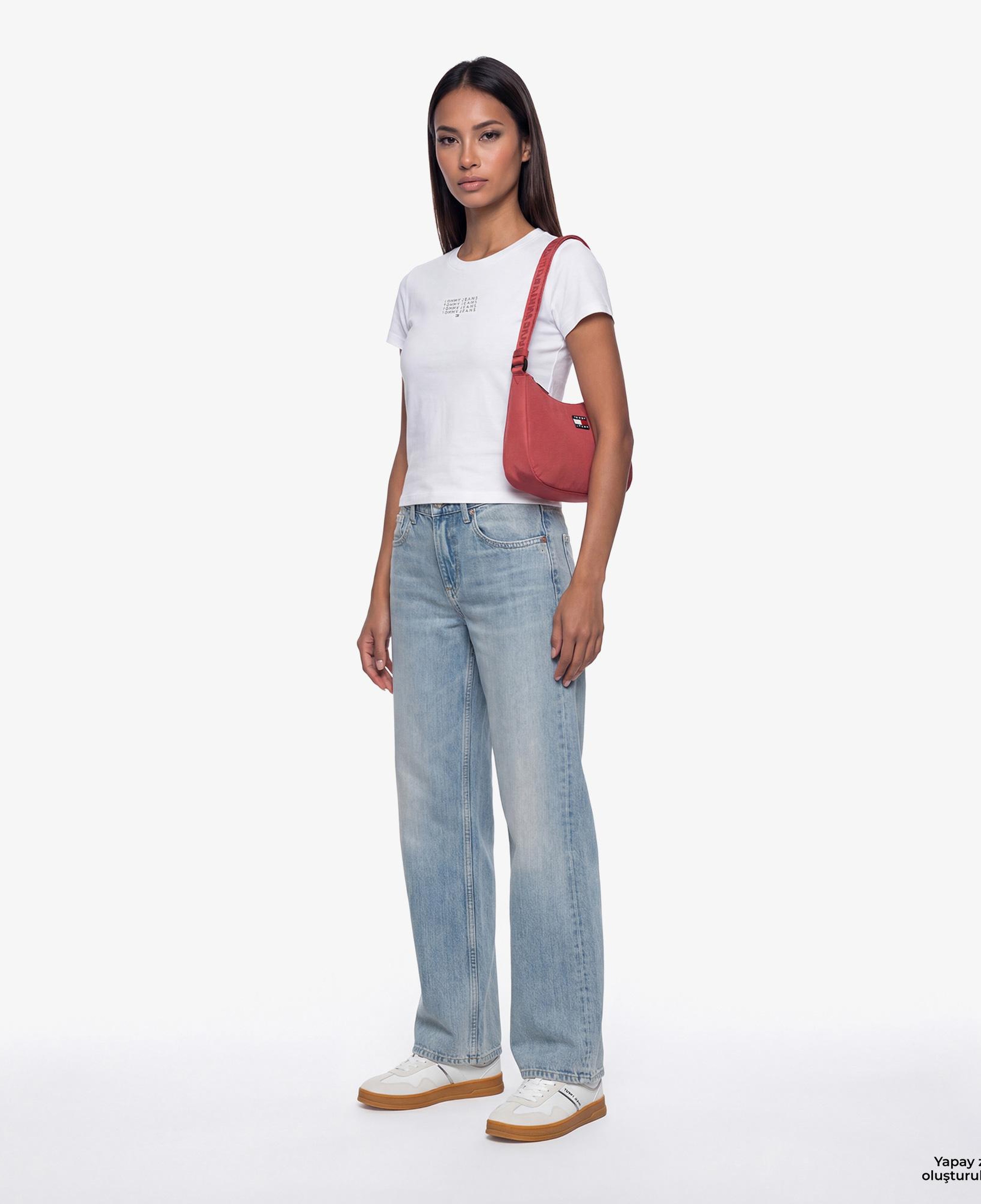 Tommy Hilfiger Linear Kadın Beyaz T-Shirt