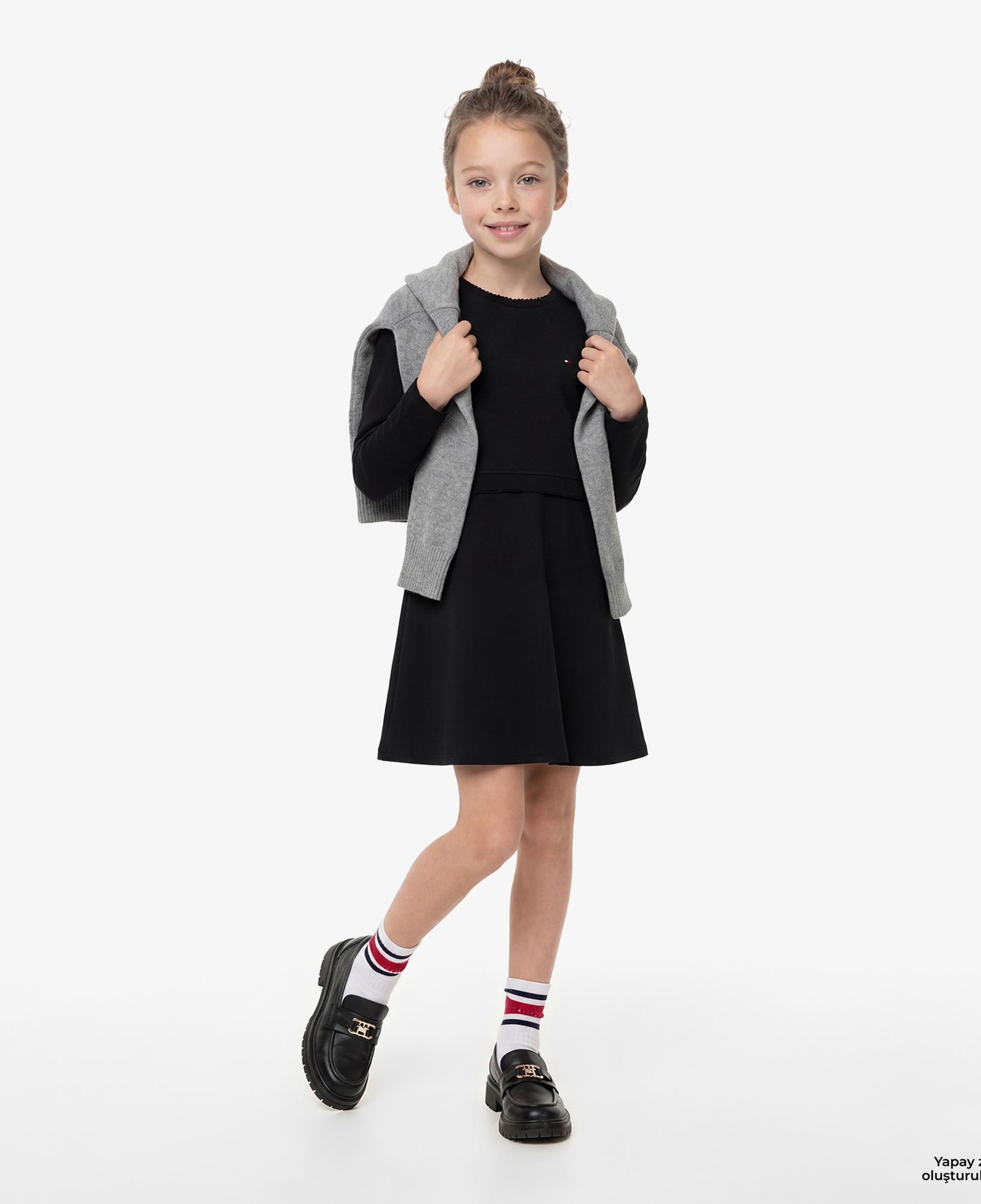 Tommy Hilfiger Essential Modal Çocuk Siyah Elbise