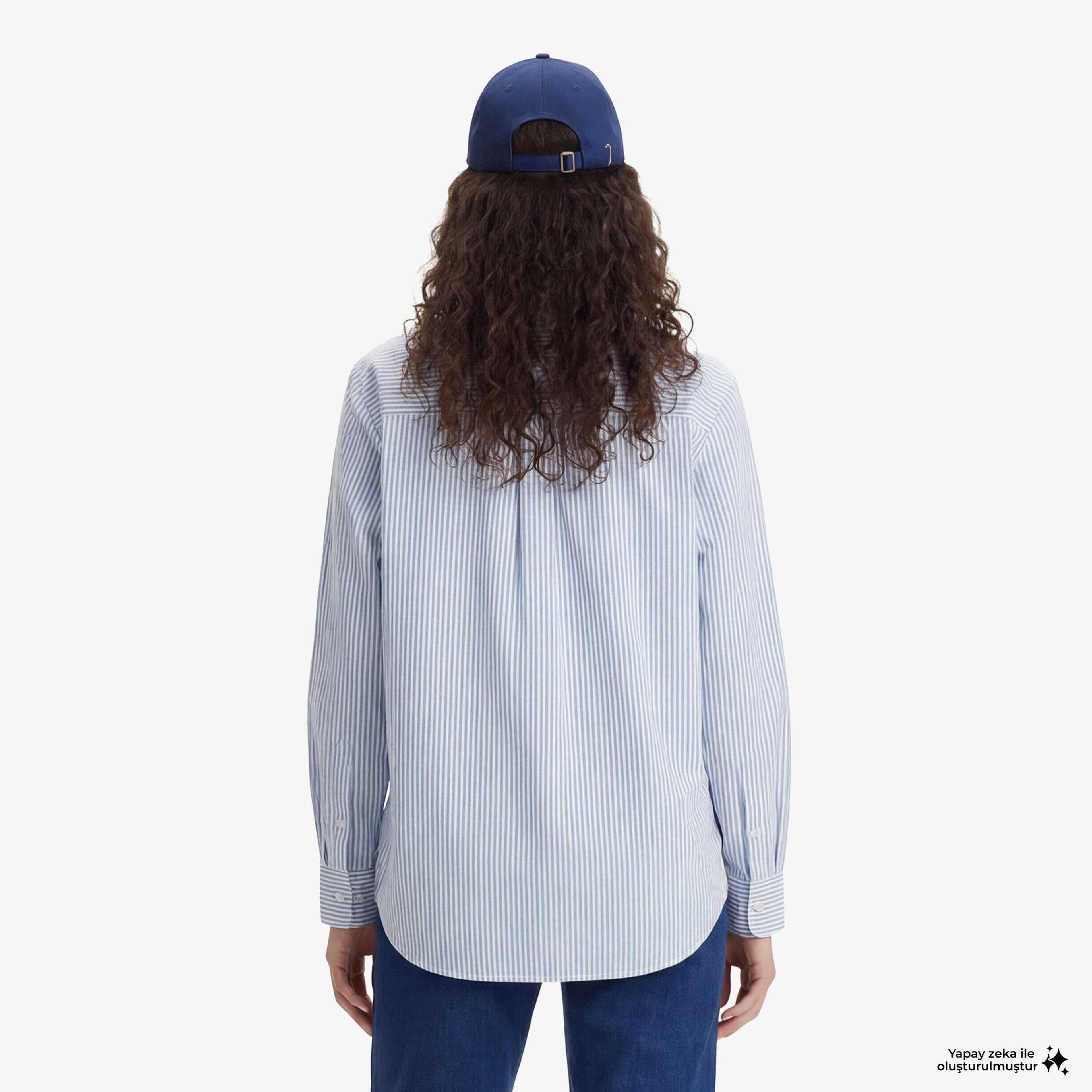 Tommy Hilfiger Essentials Poplin Kadın Mavi Gömlek