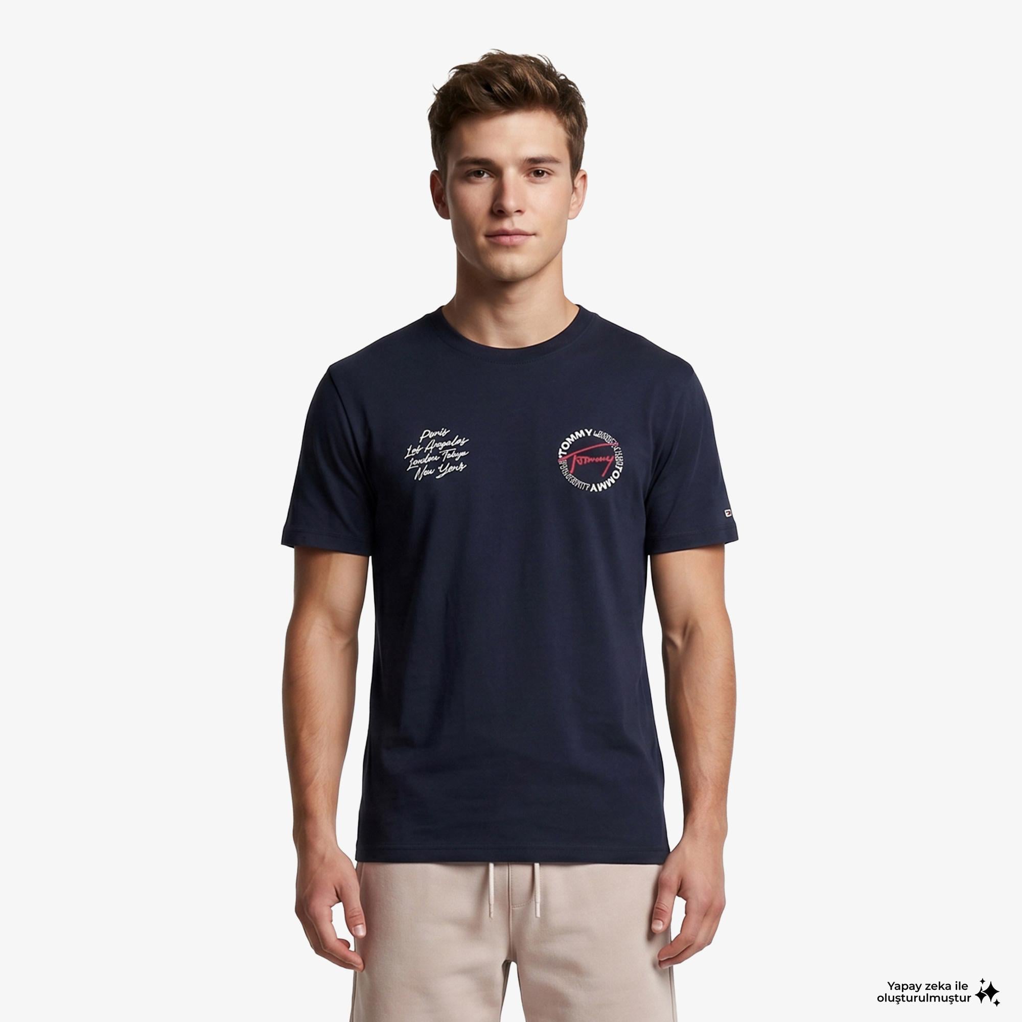 Tommy Hilfiger Signature Erkek Lacivert T-Shirt