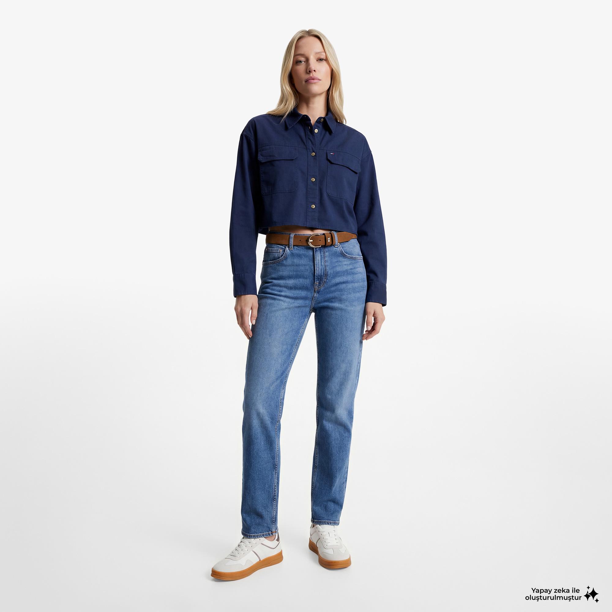 Tommy Hilfiger Modern Prep Kadın Lacivert Gömlek