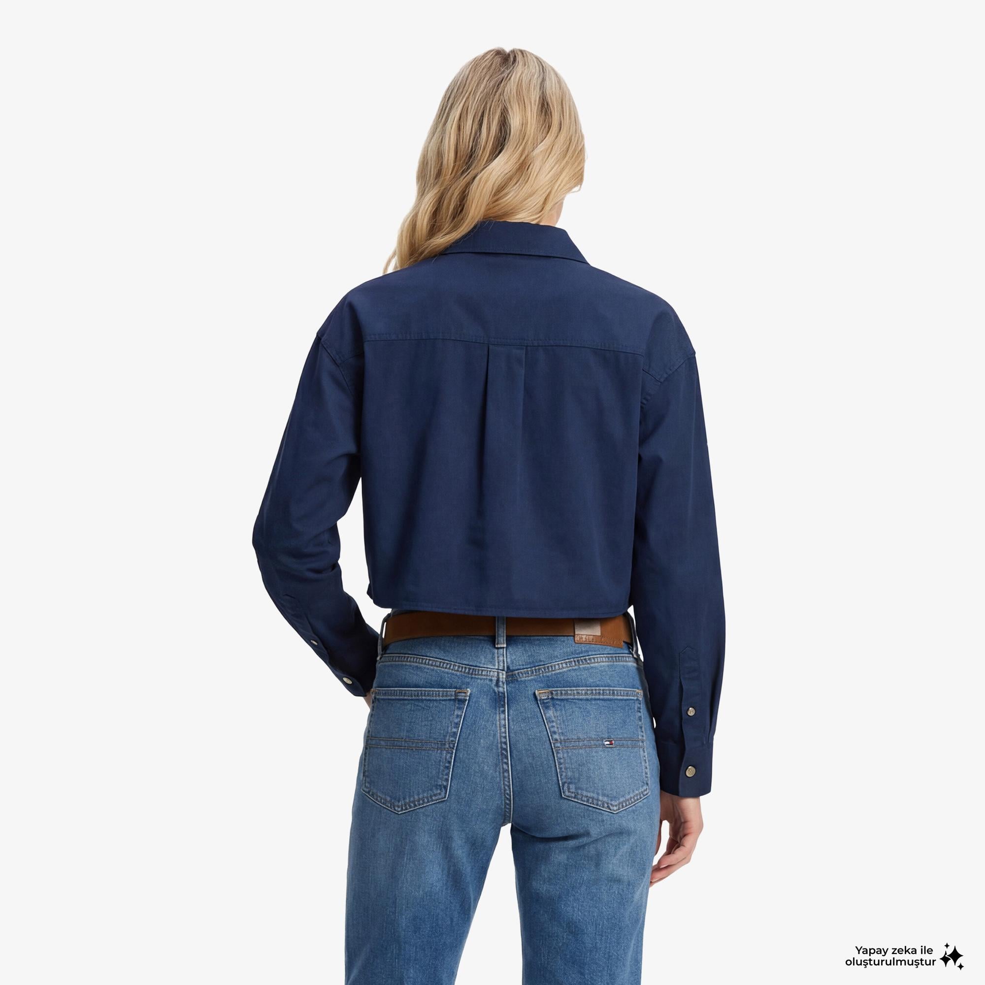 Tommy Hilfiger Modern Prep Kadın Lacivert Gömlek