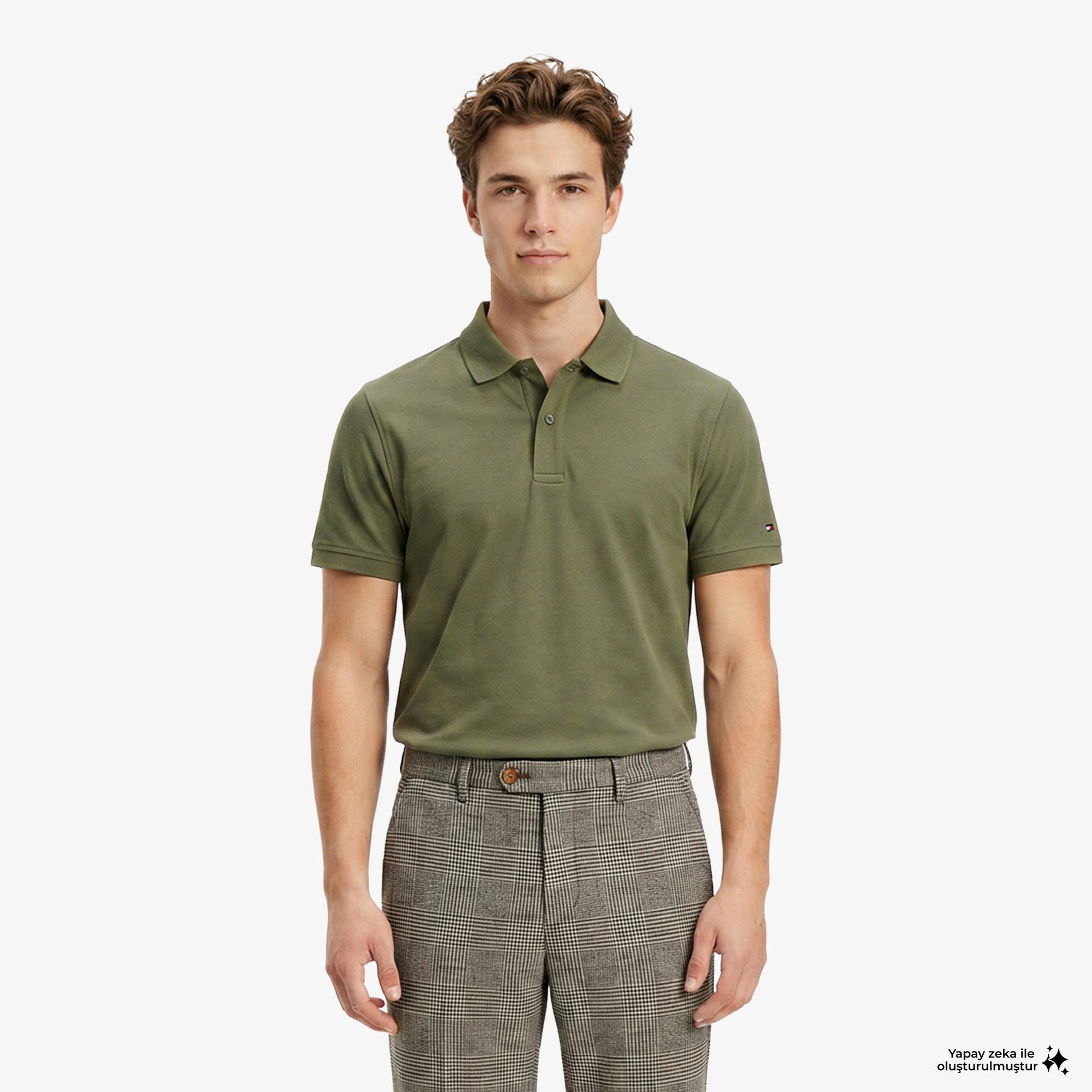 Tommy Hilfiger Elevated Essentials Erkek Yeşil Polo Yaka T-Shirt