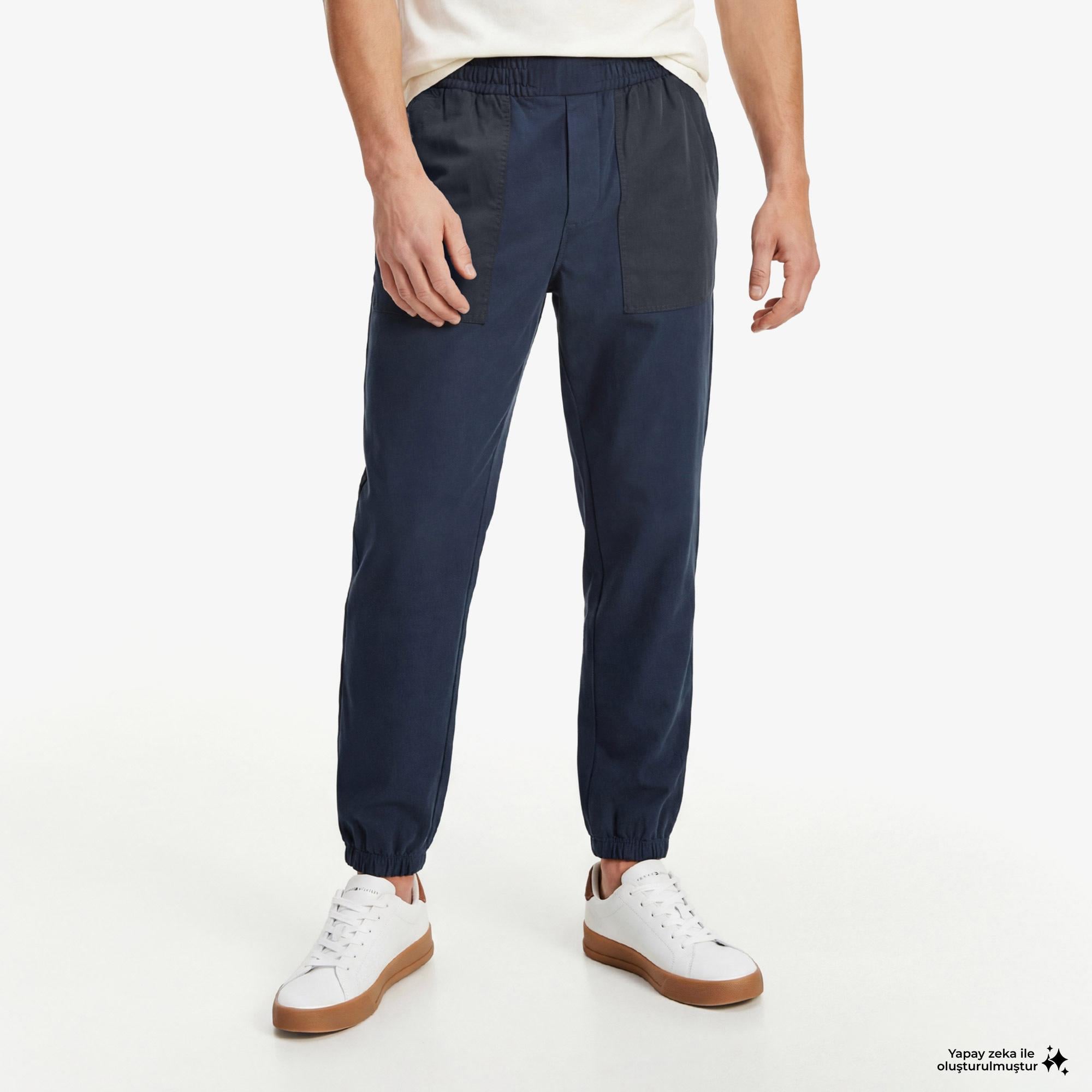Tommy Hilfiger Mixed Media Erkek Lacivert Eşofman Altı