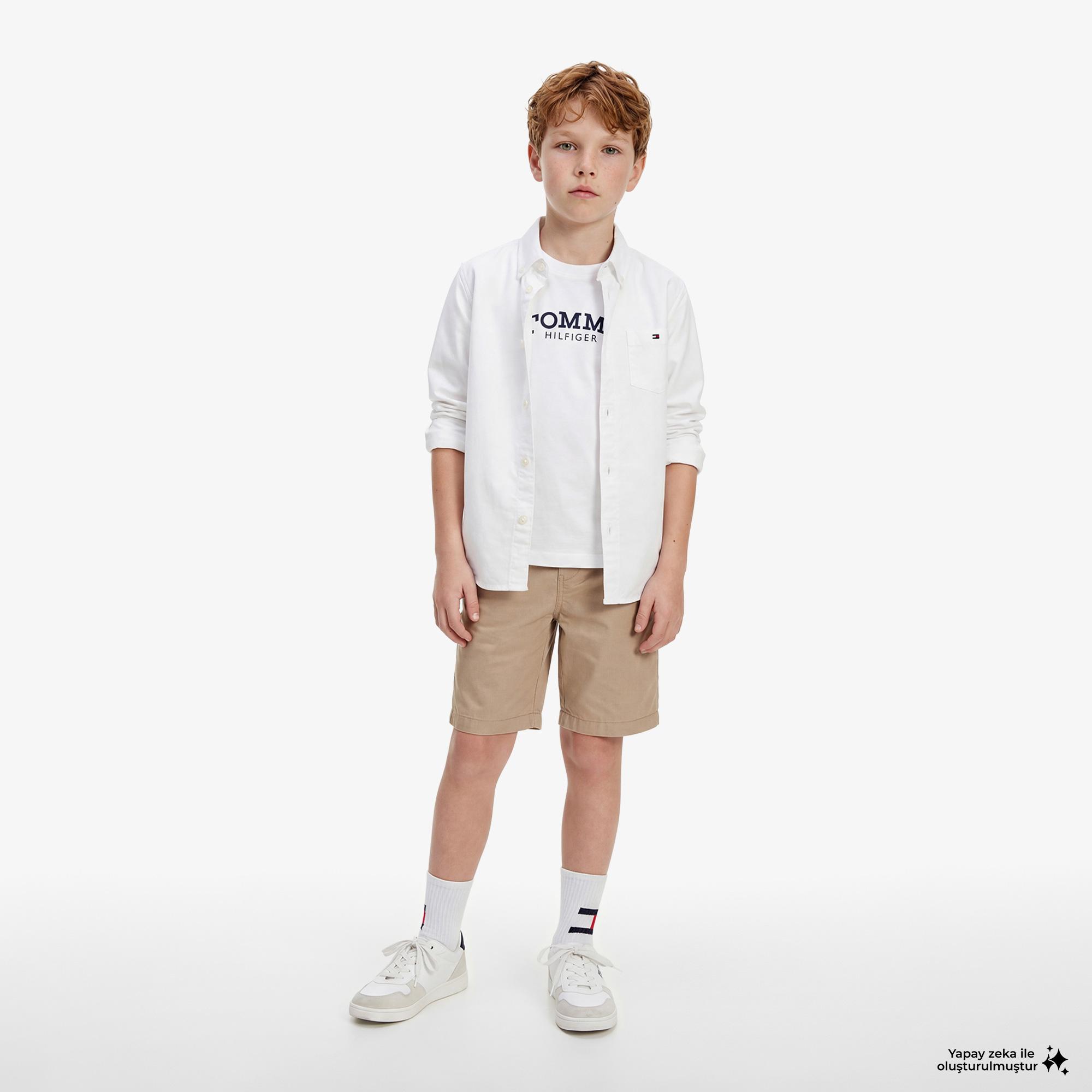 Tommy Hilfiger Essentials Çocuk Beyaz Gömlek
