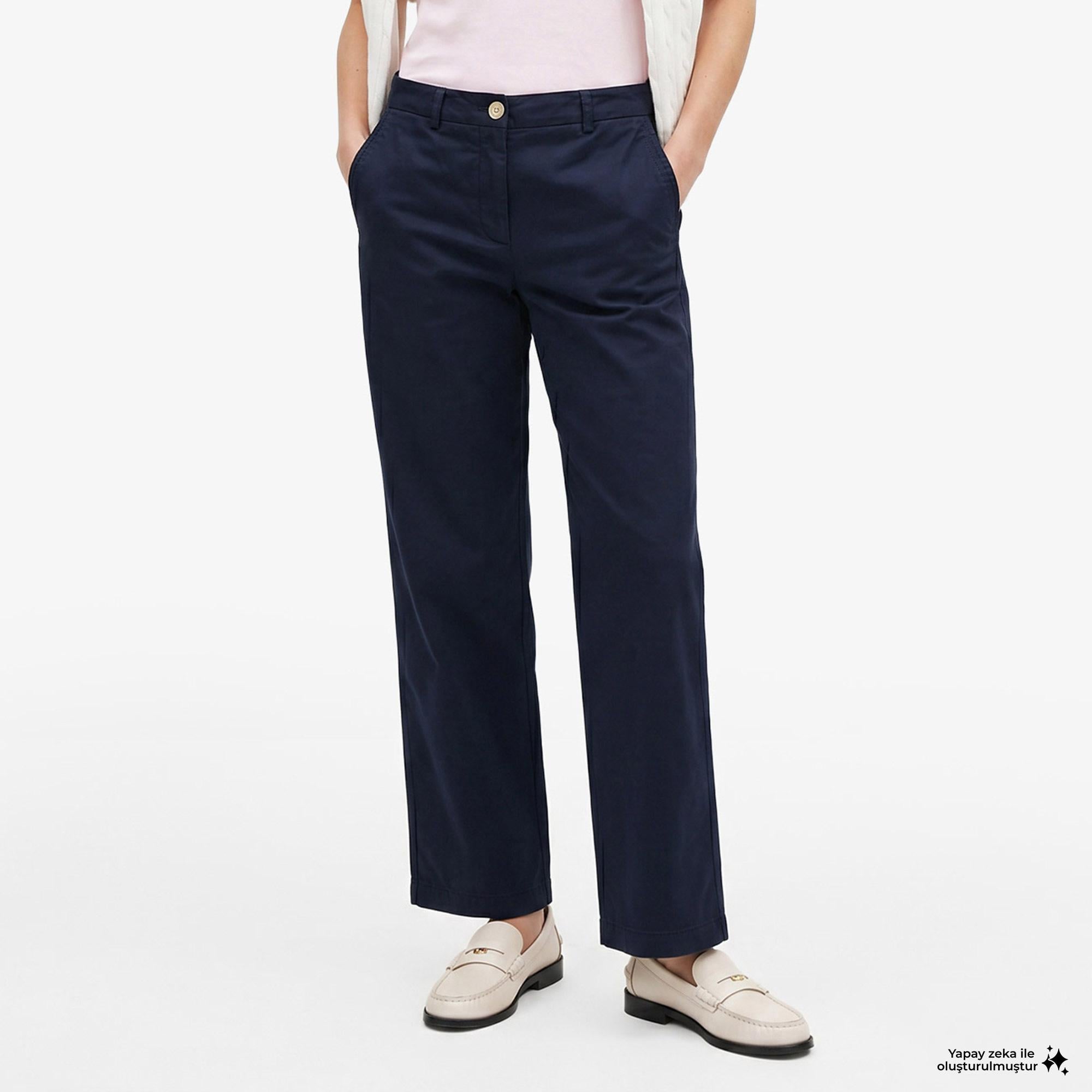Tommy Hilfiger Cotton Gmd Kadın Lacivert Pantolon