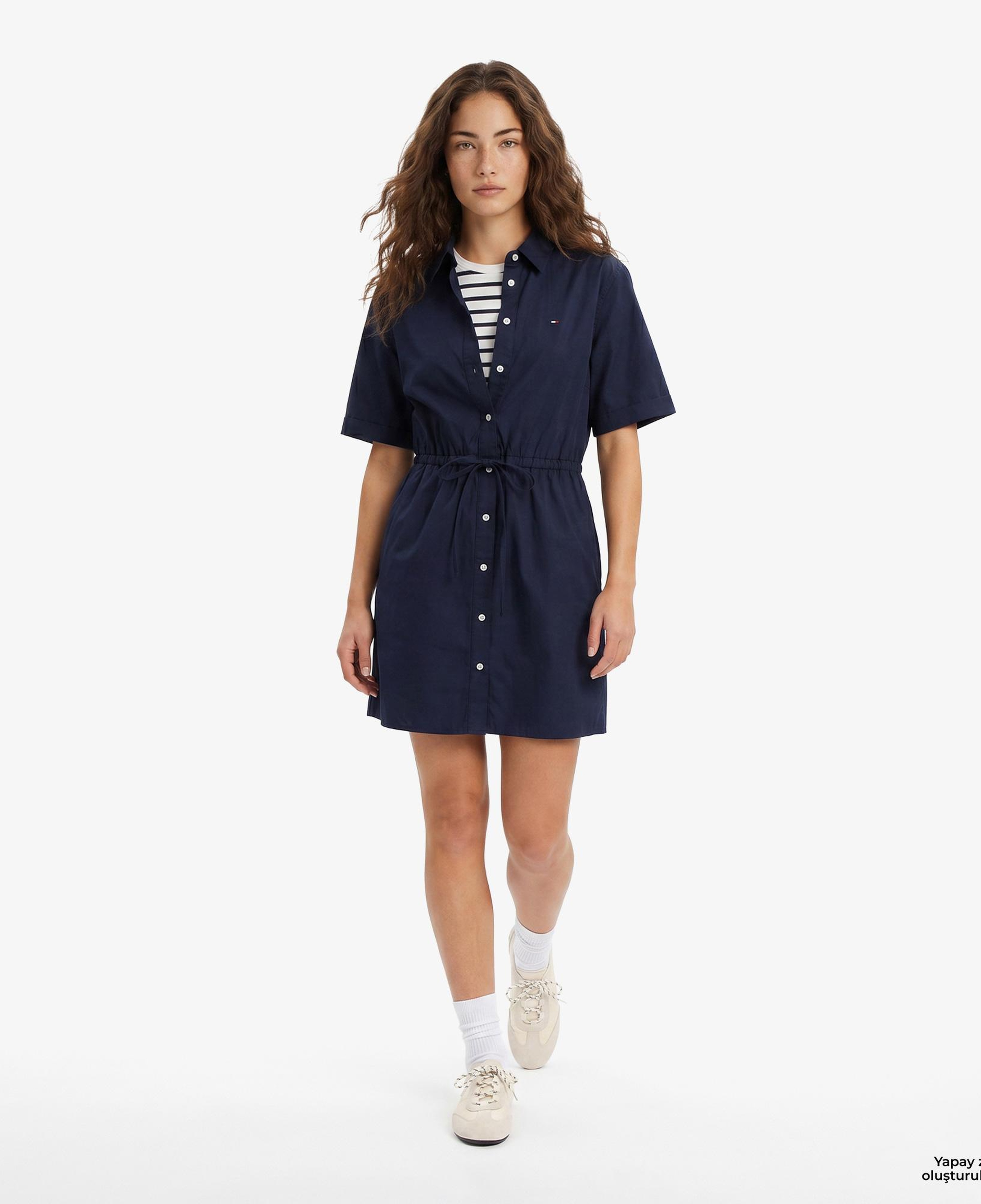 Tommy Hilfiger Poplin Kadın Lacivert Elbise