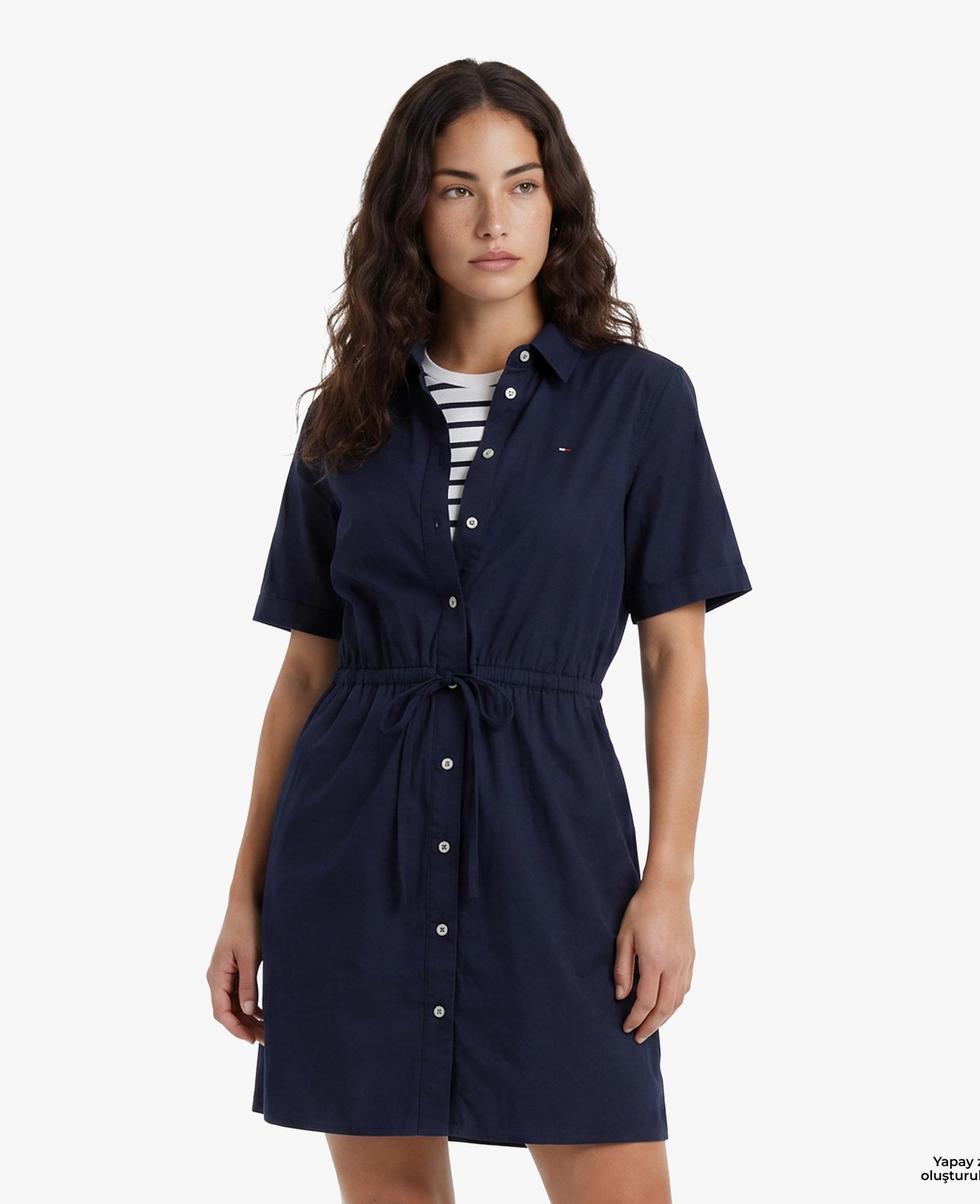 Tommy Hilfiger Poplin Kadın Lacivert Elbise
