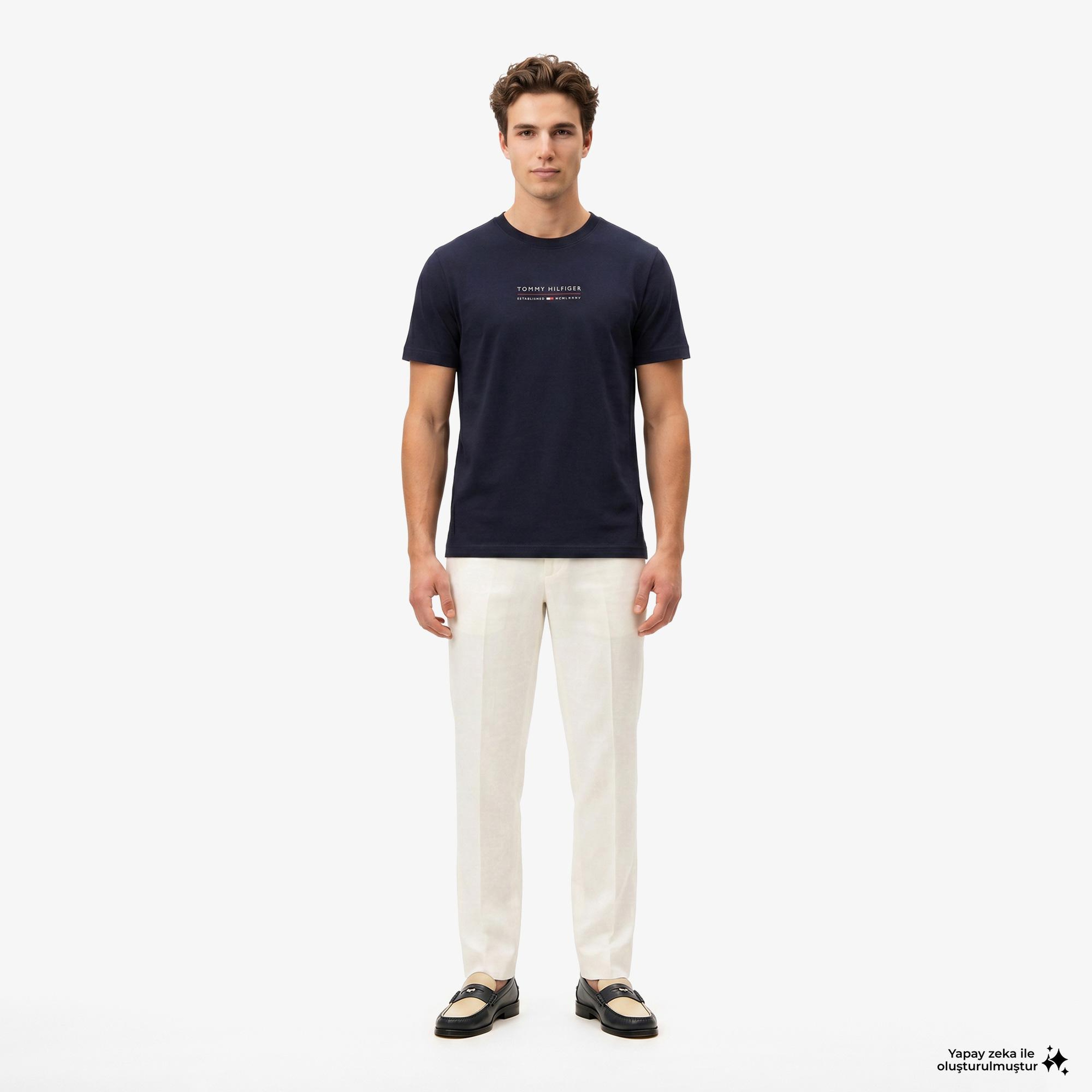 Tommy Hilfiger Brand Love Erkek Lacivert T-Shirt