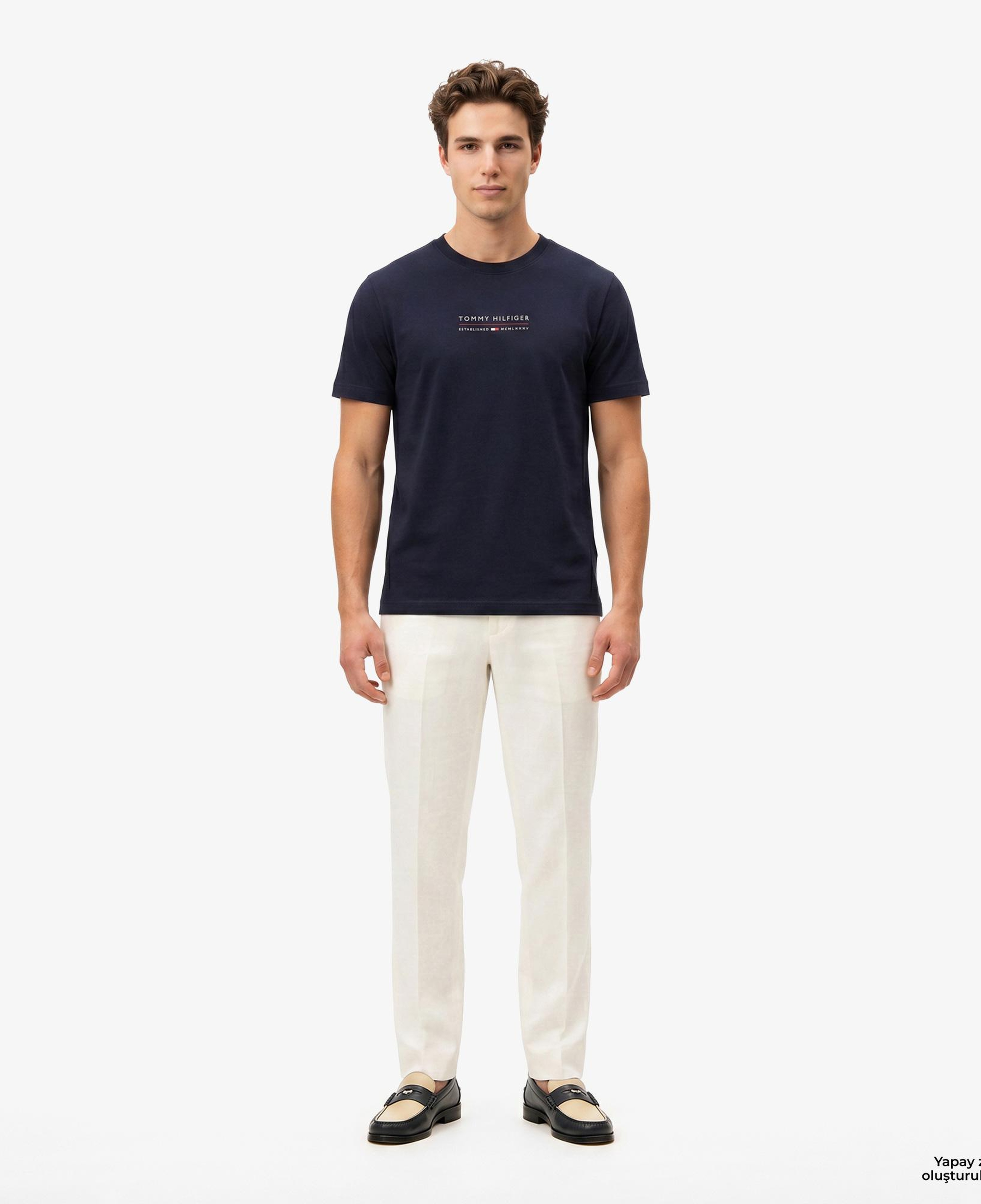Tommy Hilfiger Brand Love Erkek Lacivert T-Shirt