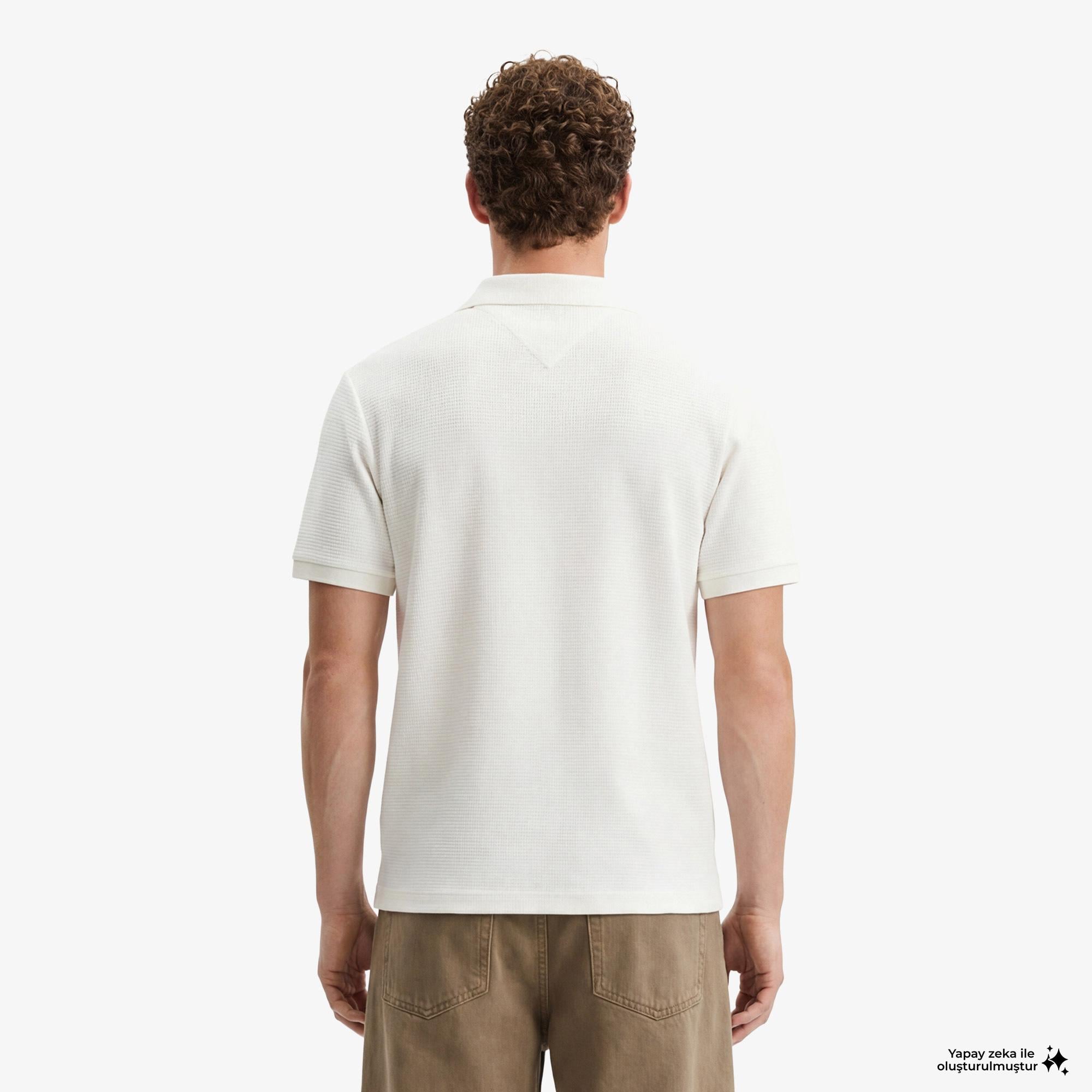 Tommy Hilfiger Performance Erkek Krem Rengi Polo Yaka T-Shirt