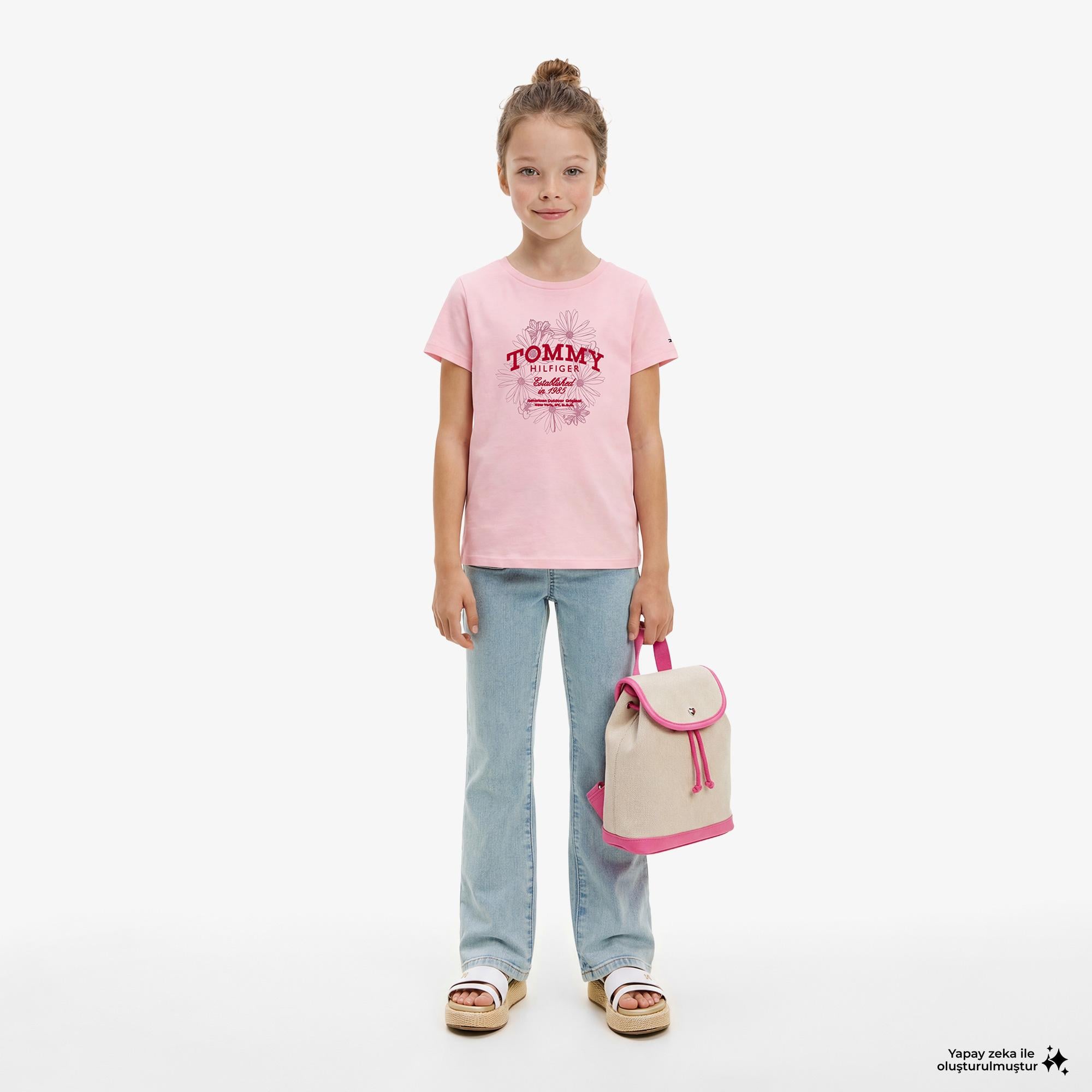 Tommy Hilfiger Flower Çocuk Pembe T-Shirt