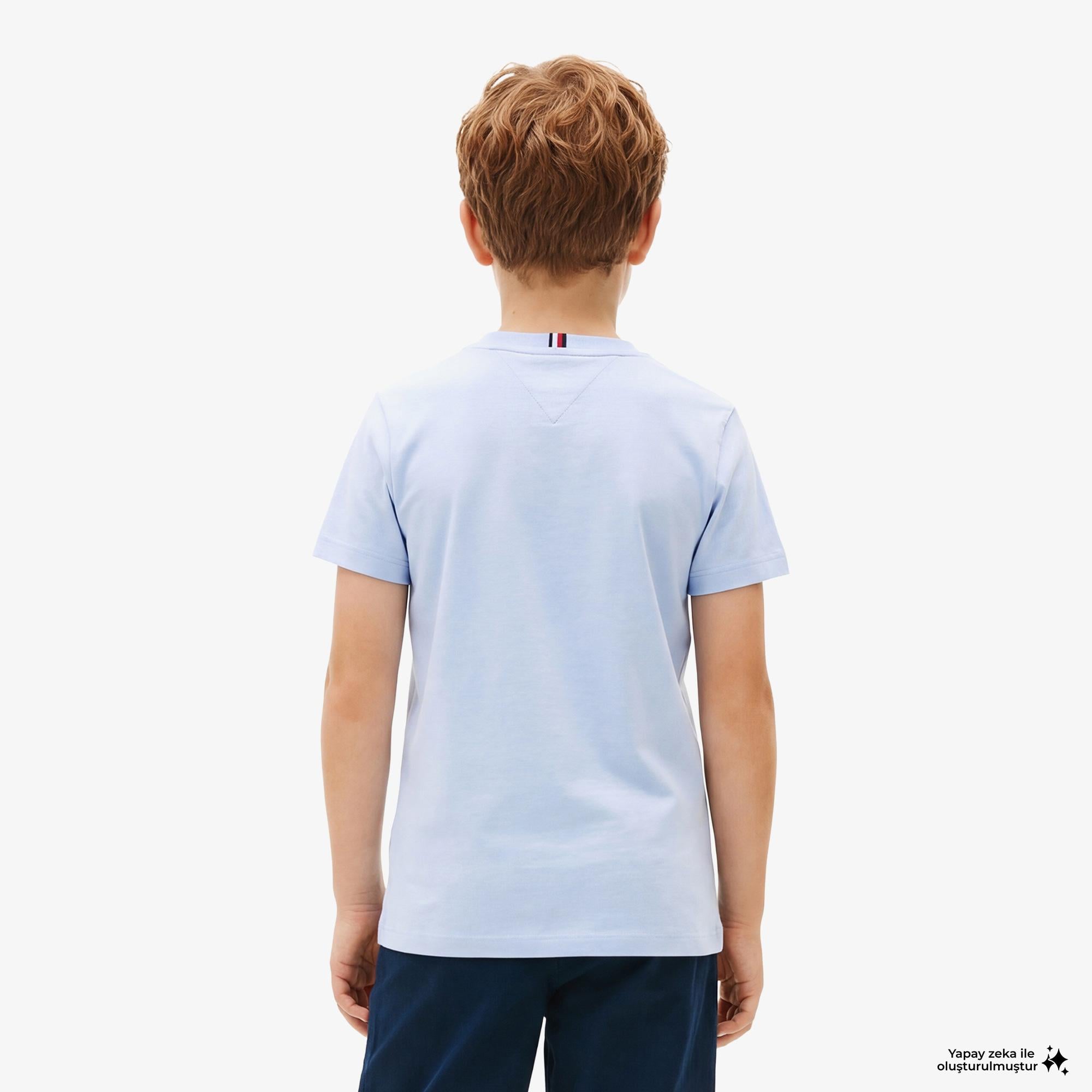 Tommy Hilfiger Essentials Çocuk Mavi Crop T-Shirt