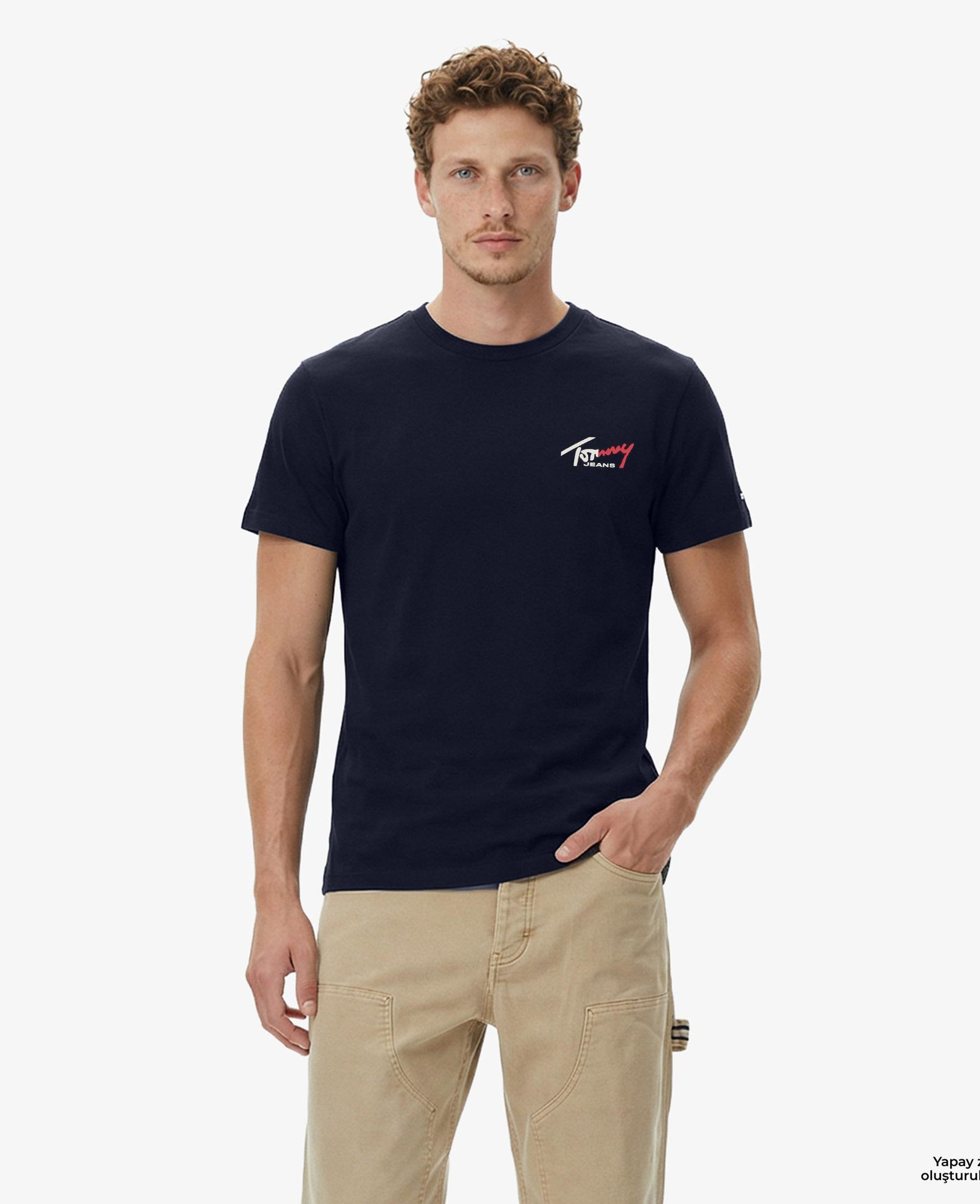 Tommy Hilfiger Signature Erkek Lacivert T-Shirt
