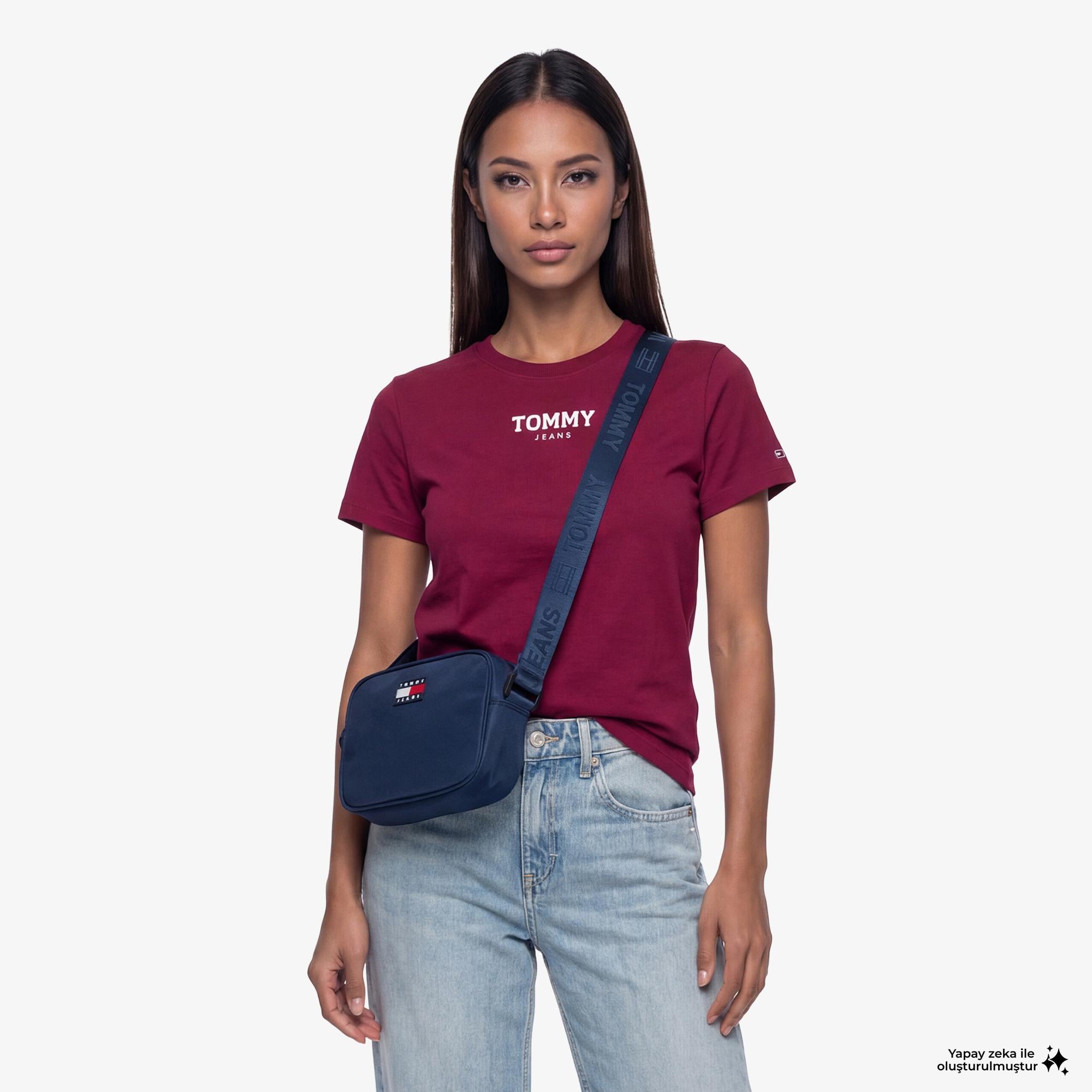 Tommy Hilfiger Essential Logo Kadın Pembe T-Shirt