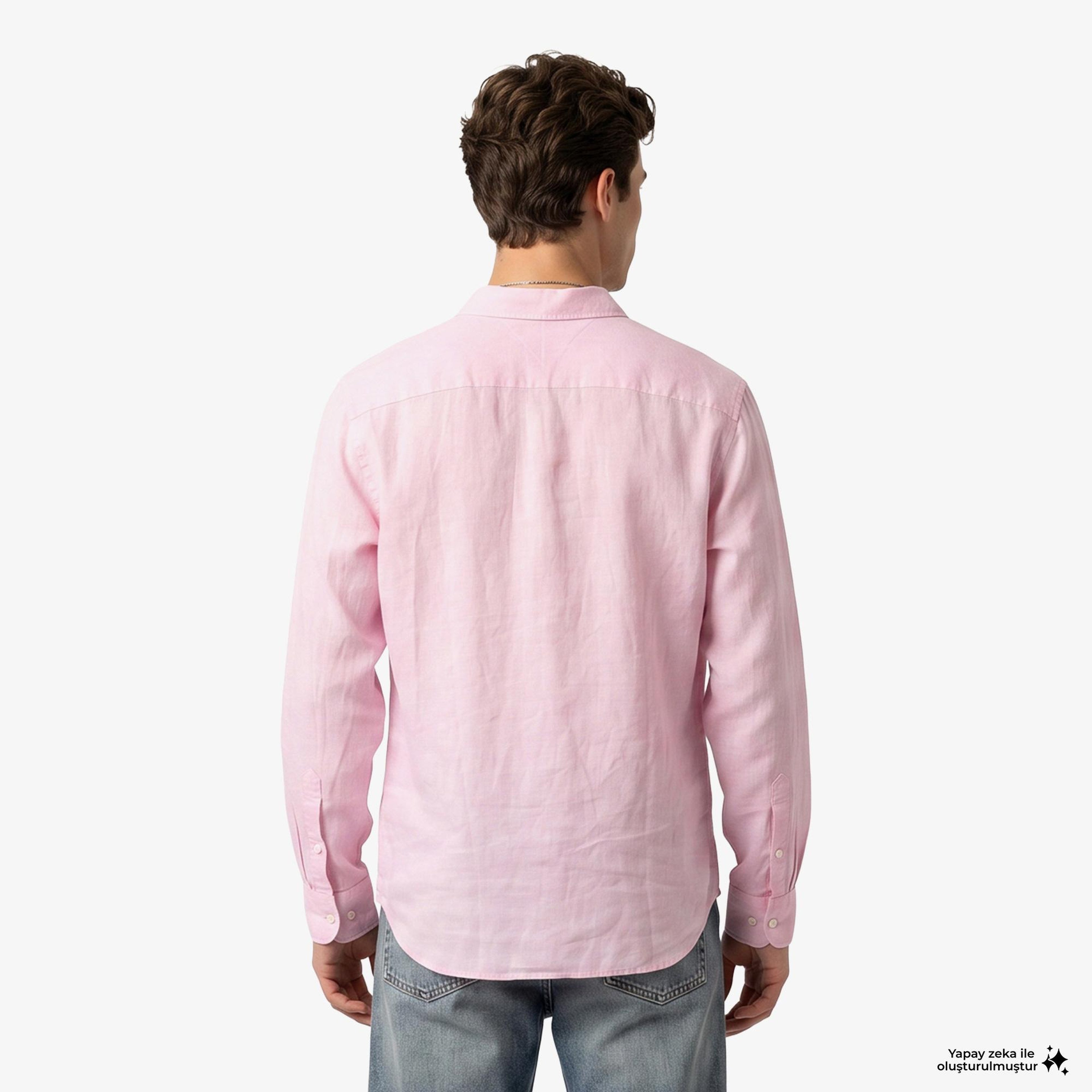 Tommy Hilfiger Seasonal Quality Erkek Pembe Keten Gömlek