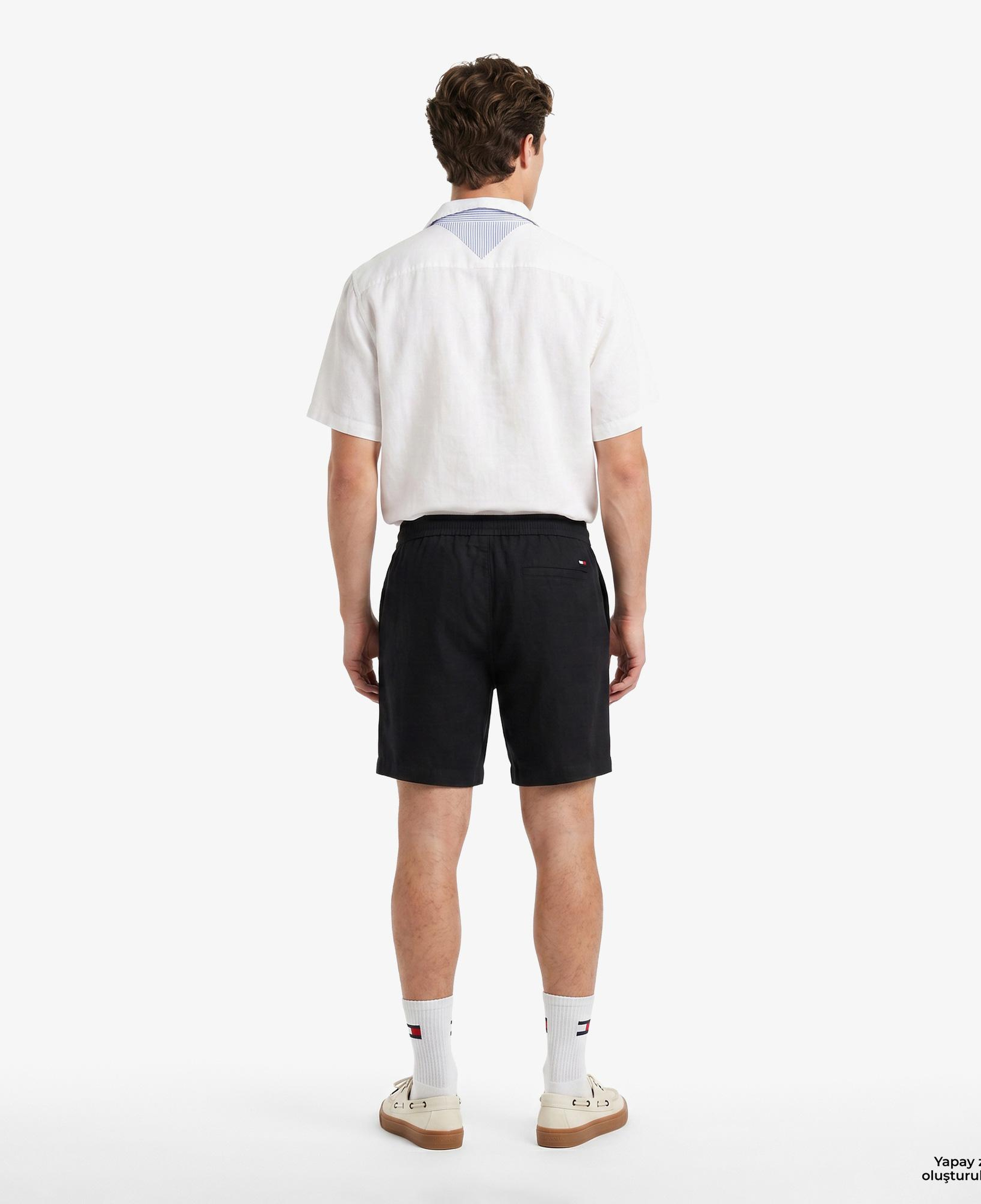 Tommy Hilfiger Seasonal Quality Erkek Siyah Keten Şort