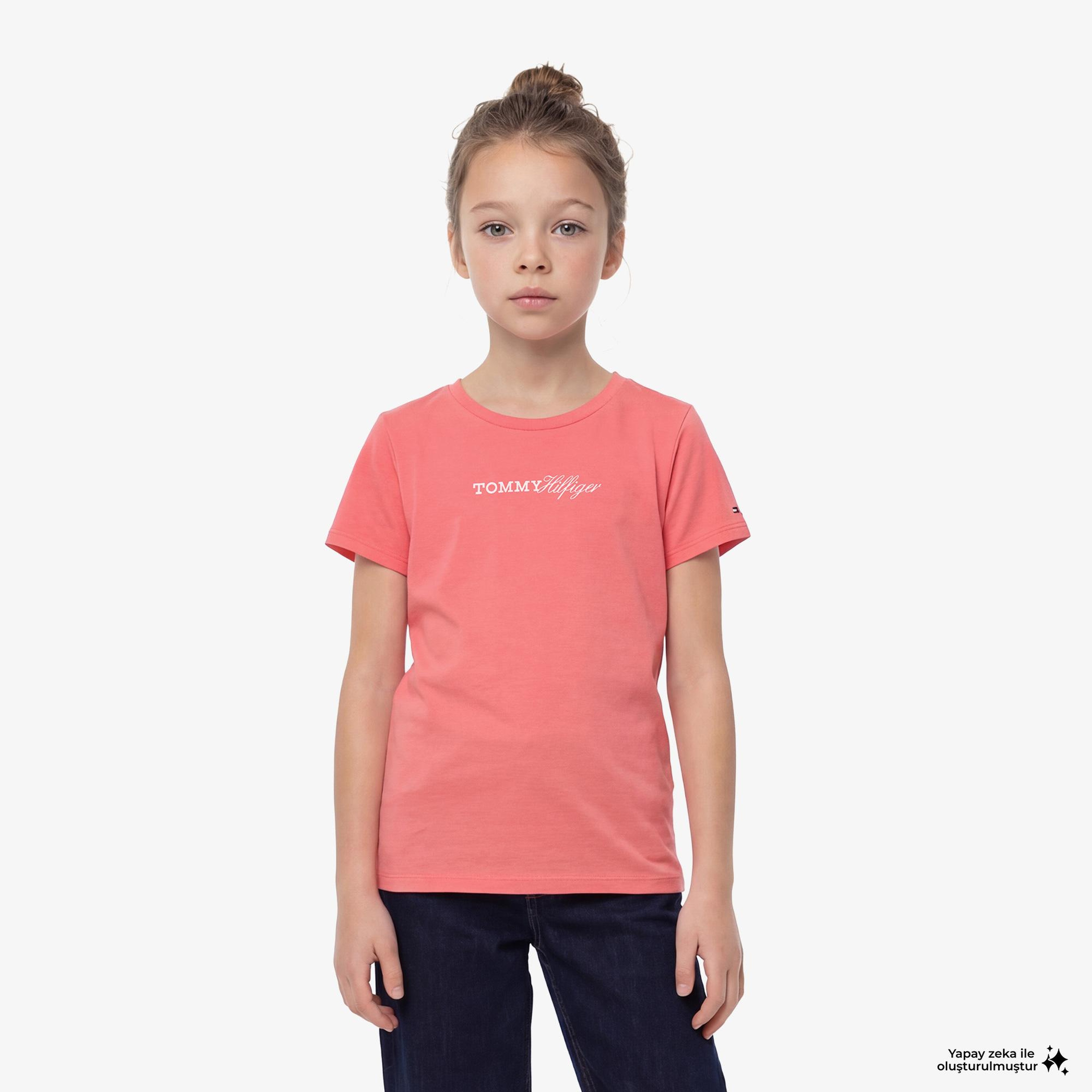 Tommy Hilfiger Script Çocuk Pembe T-Shirt