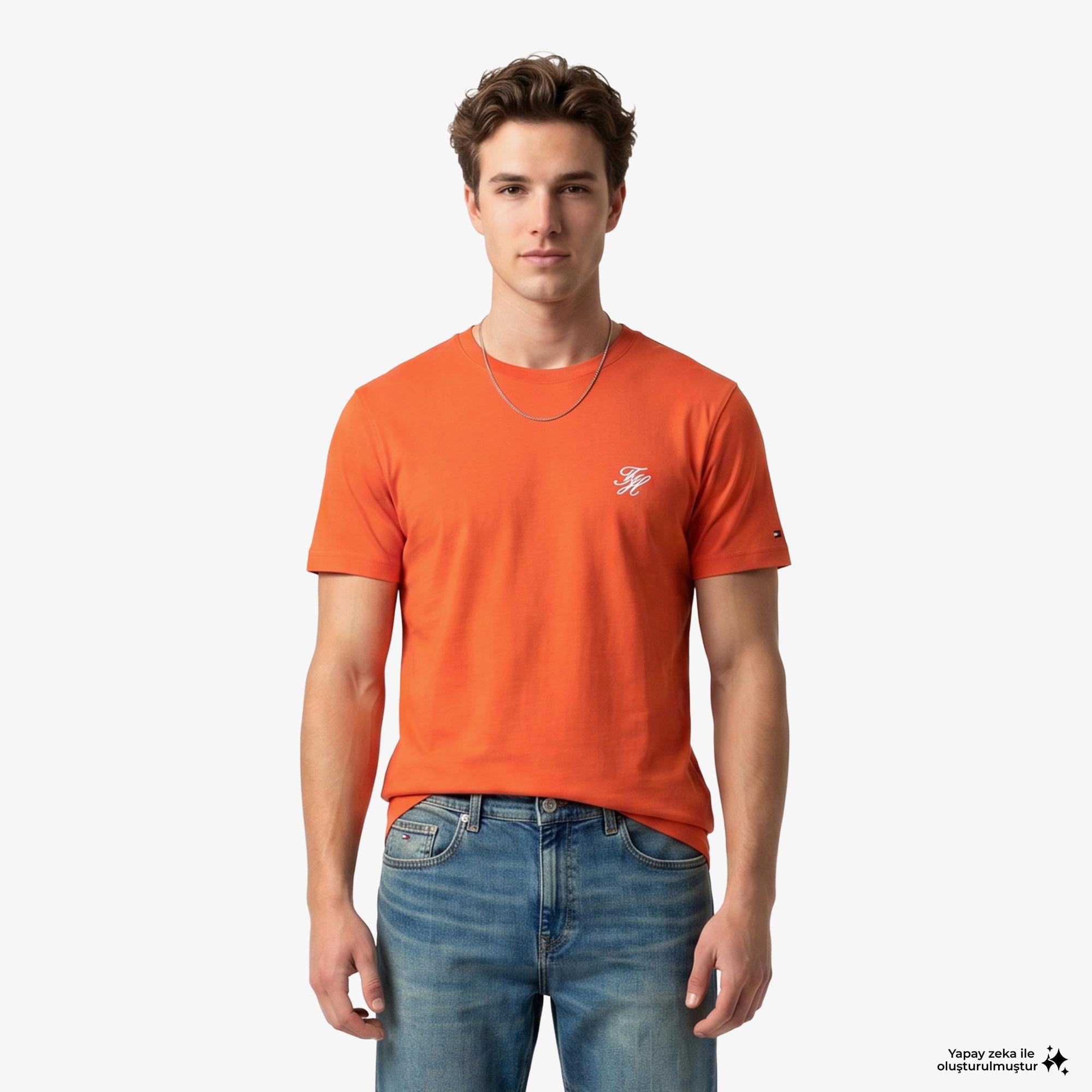 Tommy Hilfiger Swimshop Erkek Turuncu T-Shirt