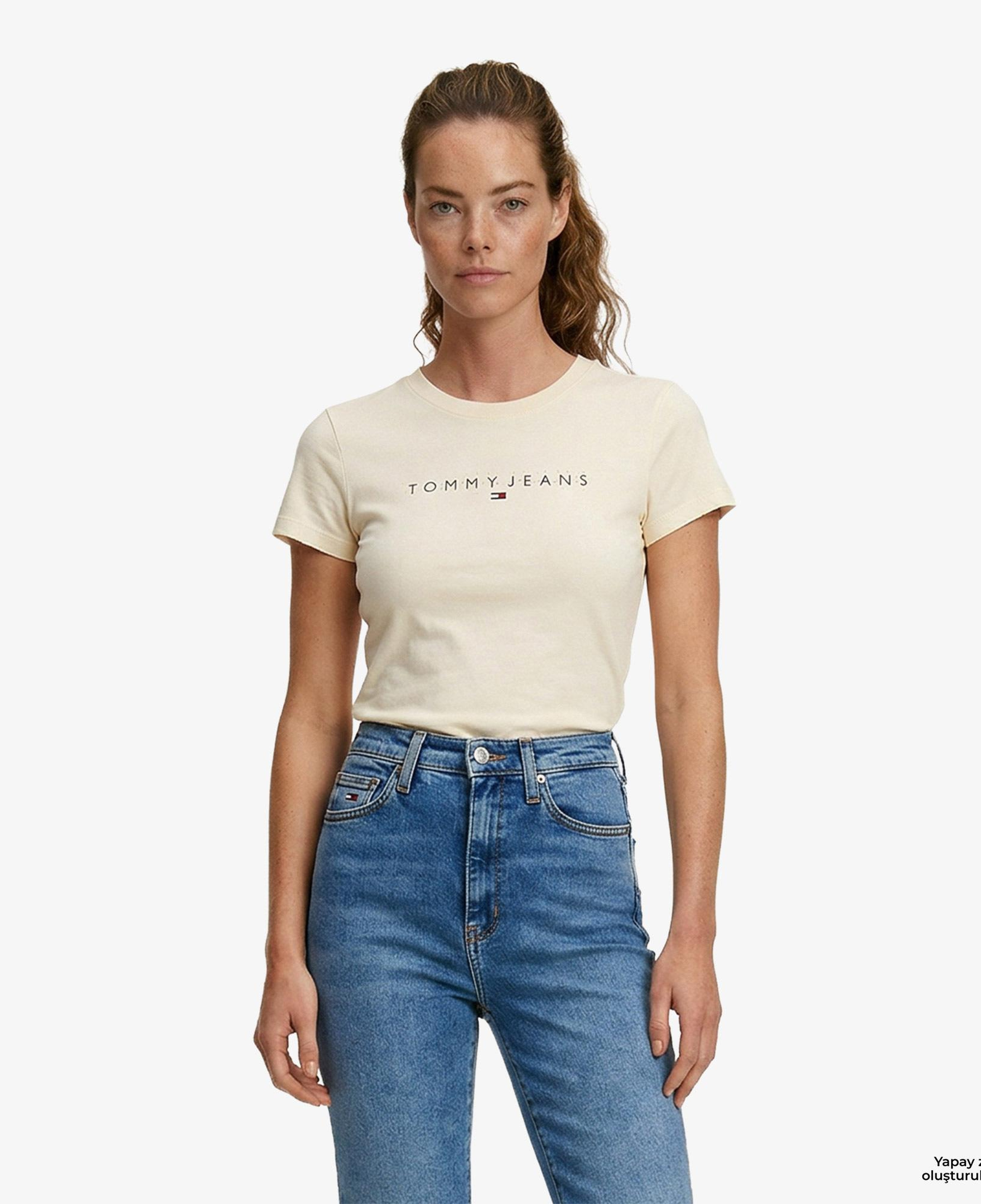 Tommy Hilfiger Linear Kadın Sarı T-Shirt