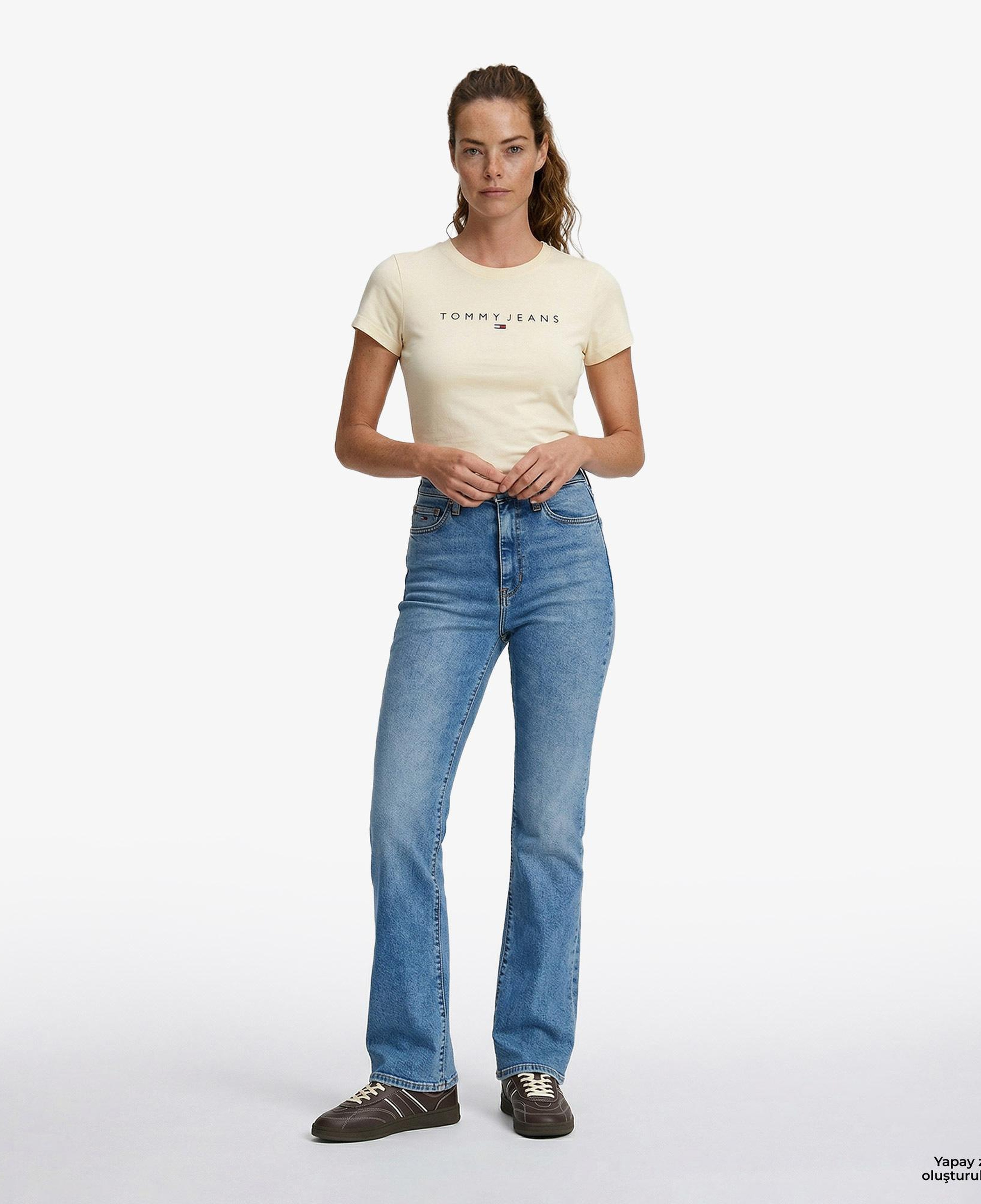 Tommy Hilfiger Linear Kadın Sarı T-Shirt
