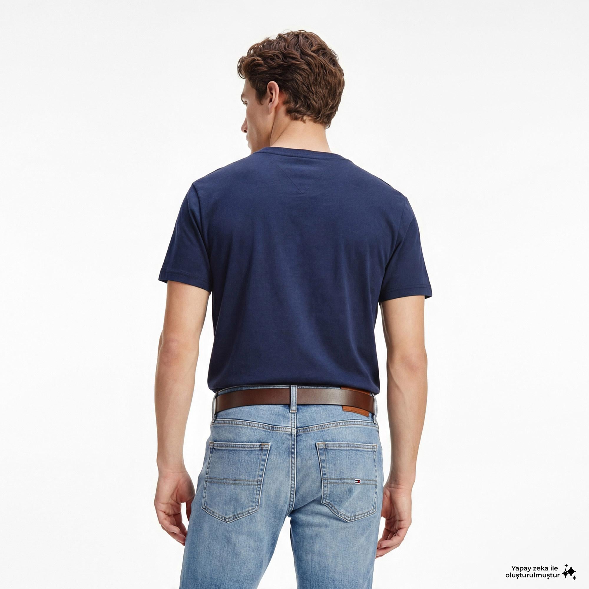 Tommy Hilfiger Flag Erkek Lacivert T-Shirt