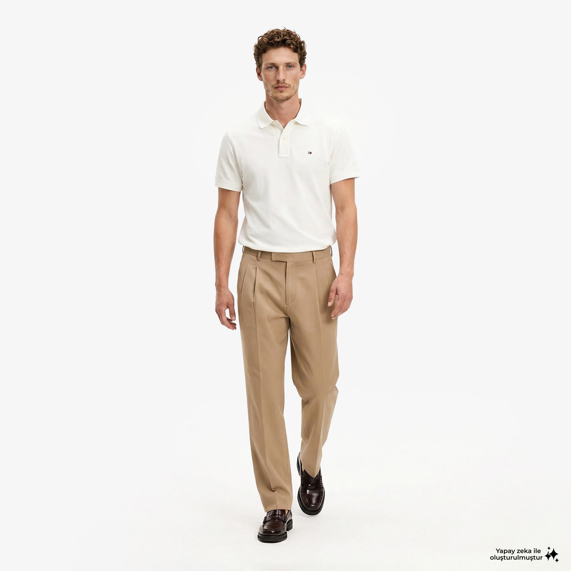 Tommy Hilfiger Classic Flag Erkek Beyaz Polo Yaka T-Shirt