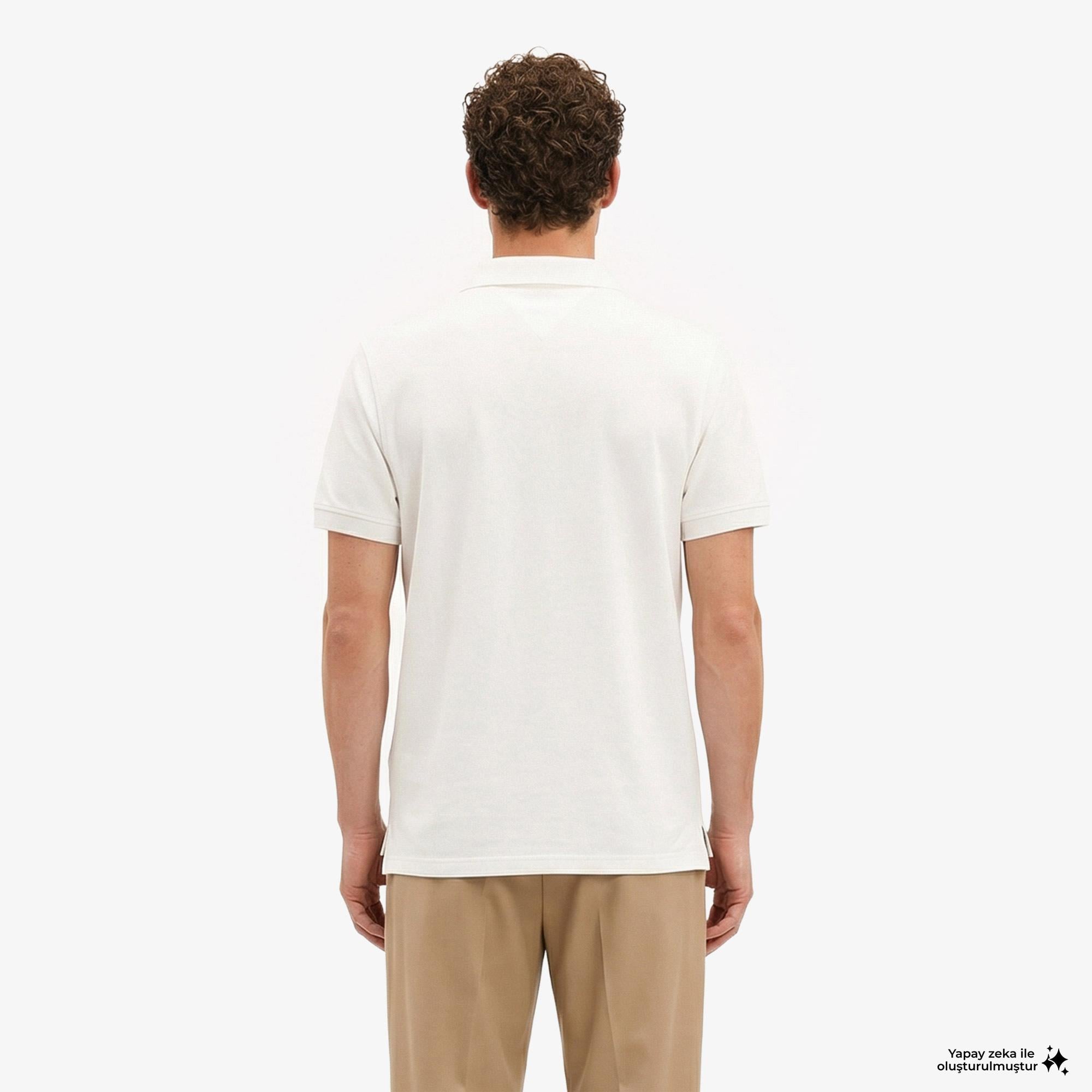 Tommy Hilfiger Classic Flag Erkek Beyaz Polo Yaka T-Shirt