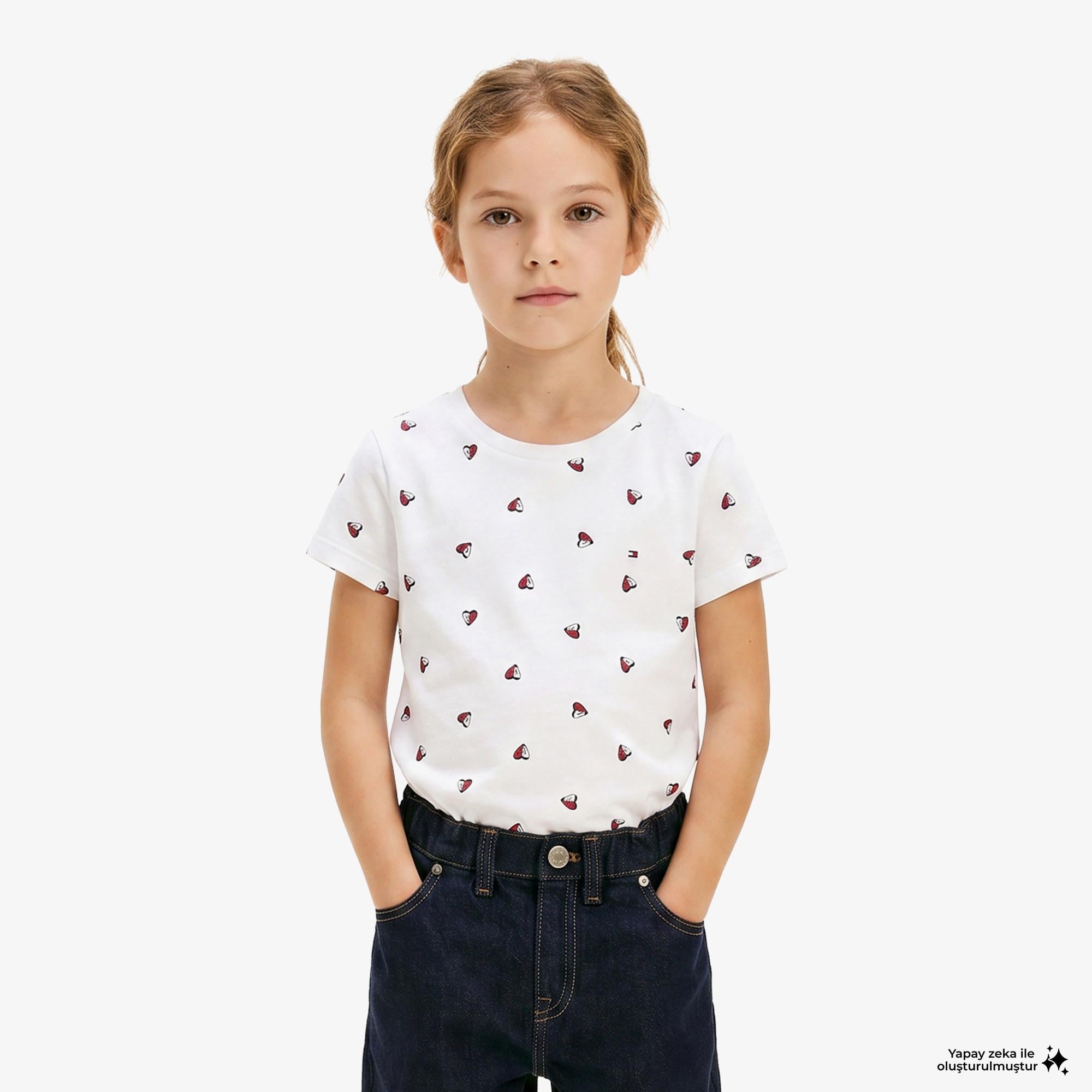 Tommy Hilfiger Little Çocuk Beyaz Crop T-Shirt