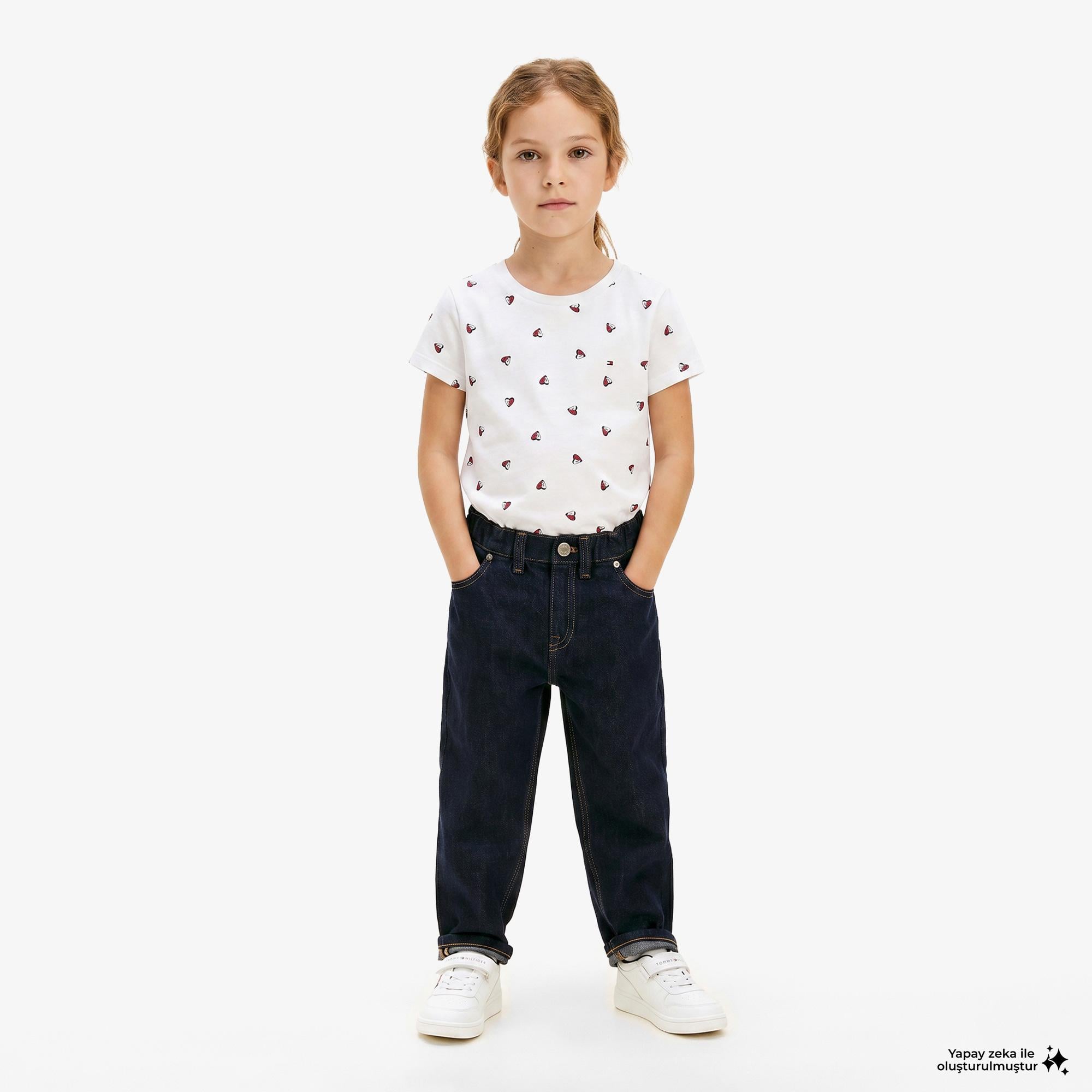 Tommy Hilfiger Little Çocuk Beyaz Crop T-Shirt