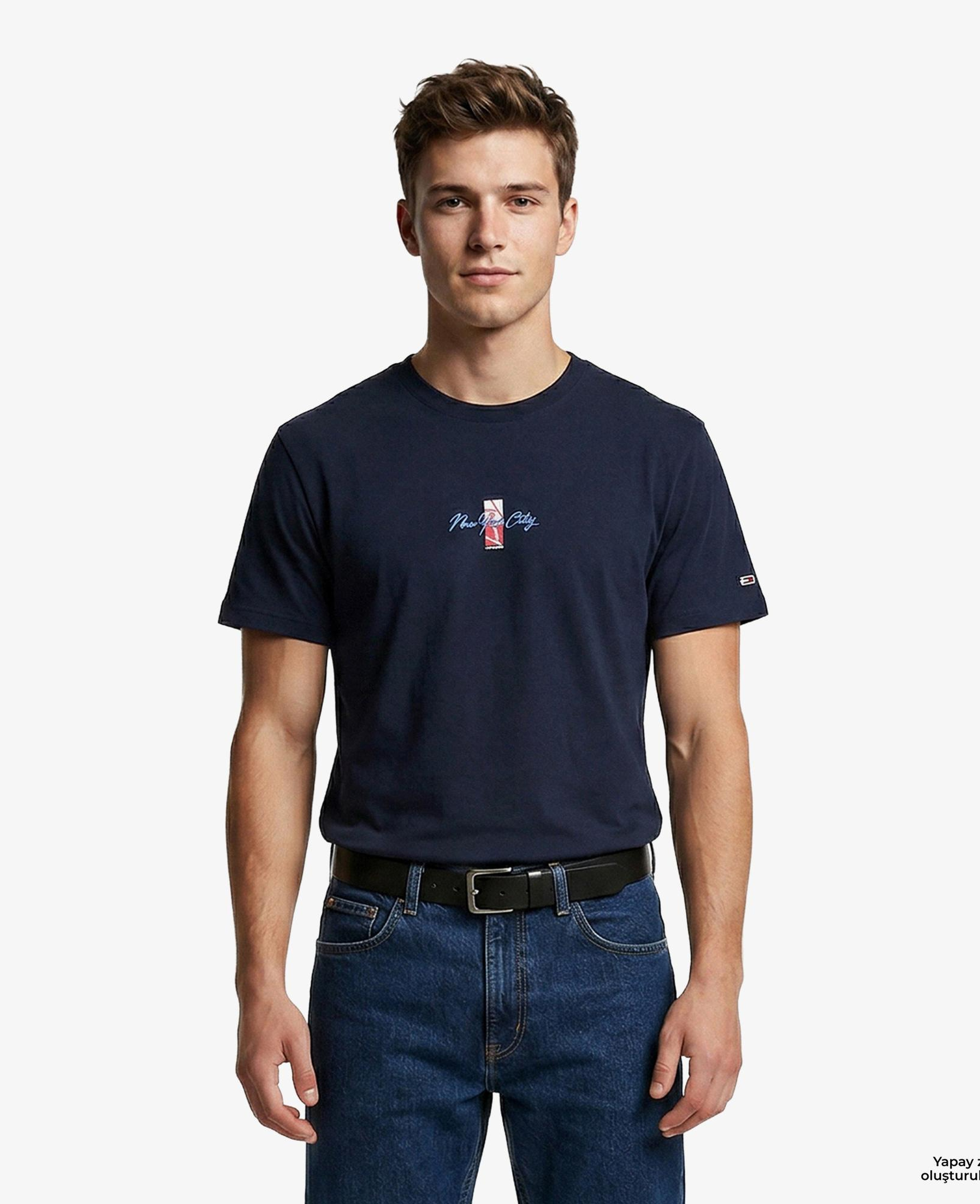 Tommy Hilfiger Signature Erkek Lacivert T-Shirt