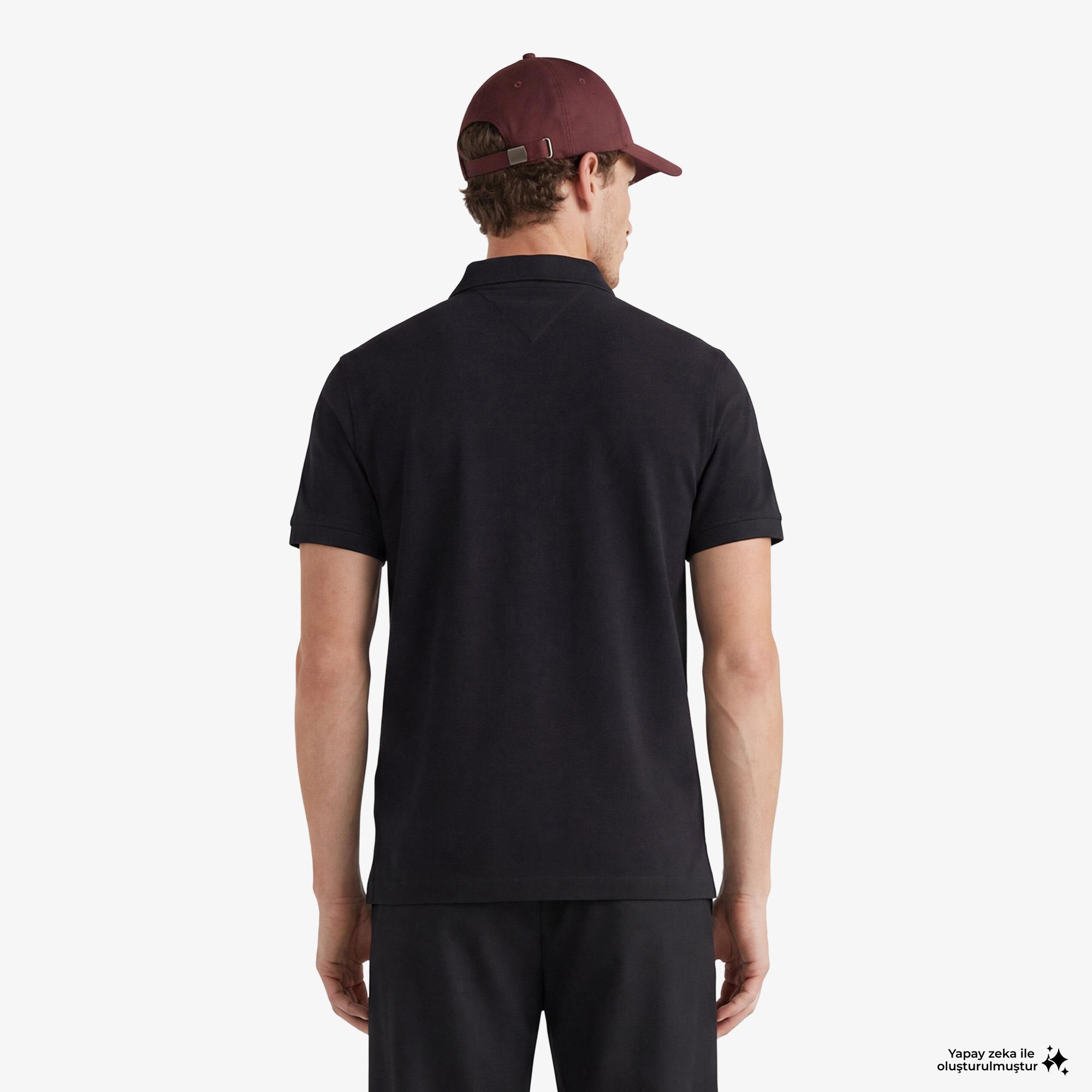 Tommy Hilfiger Elevated Essentials Erkek Siyah Polo Yaka T-Shirt